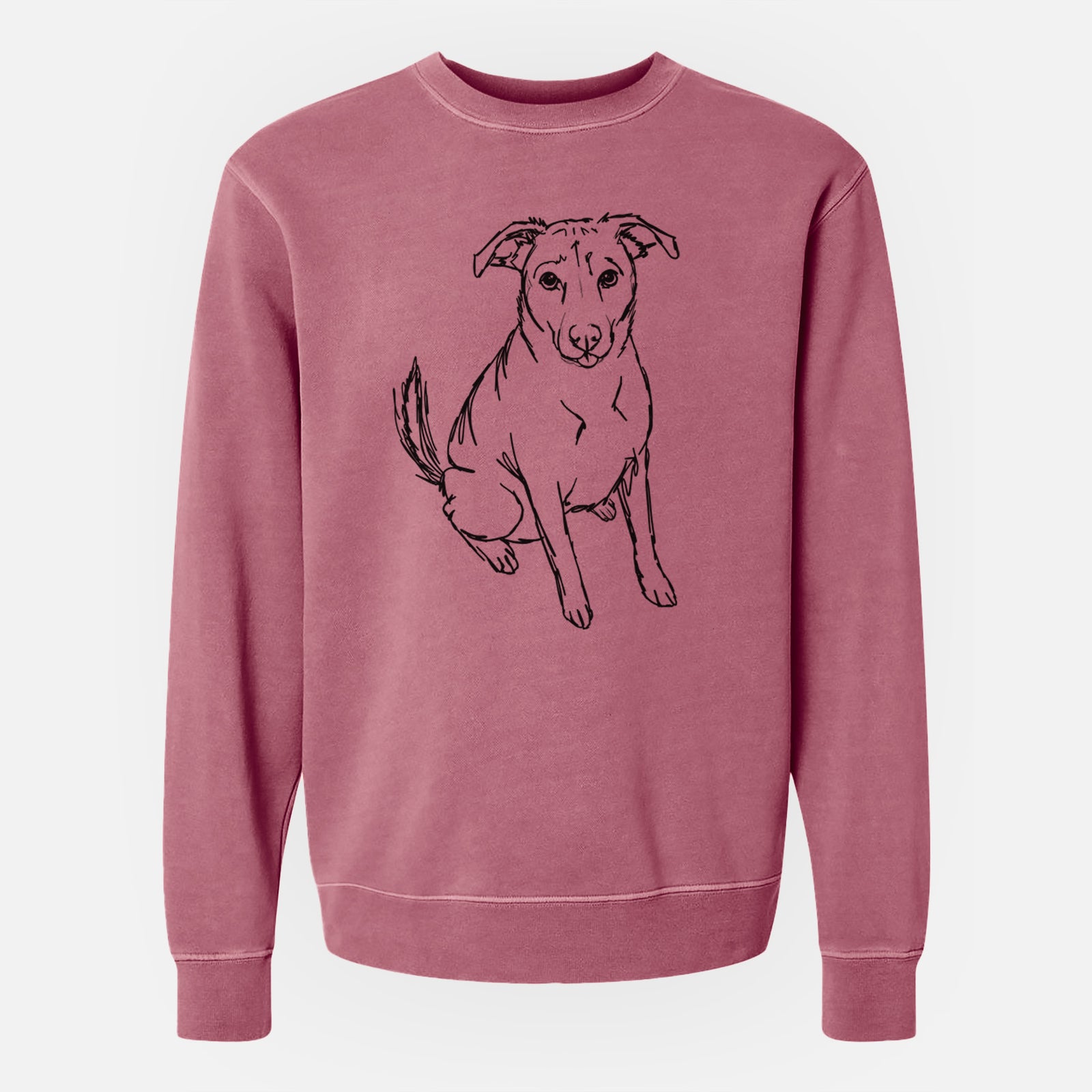 Doodled Lucky the Beagle Mix - Unisex Pigment Dyed Crew Sweatshirt