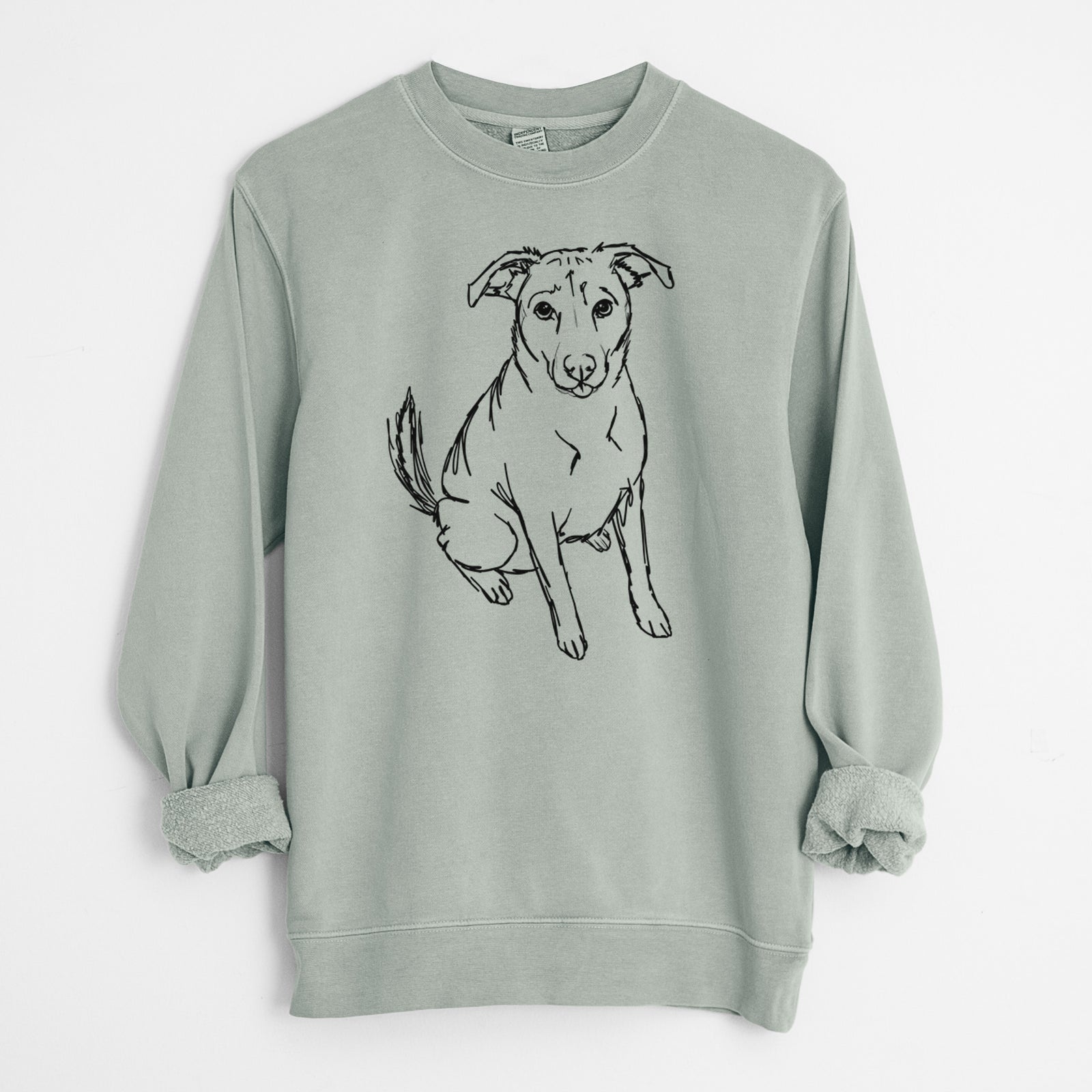 Doodled Lucky the Beagle Mix - Unisex Pigment Dyed Crew Sweatshirt