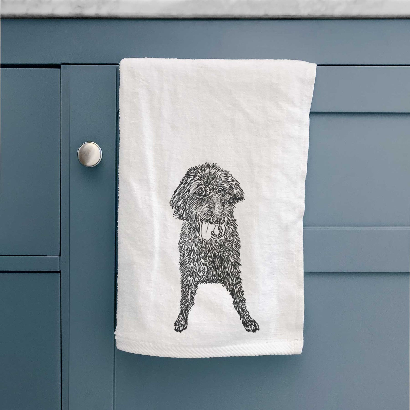 Doodled Lucy Fluff the Mixed Breed Decorative Hand Towel