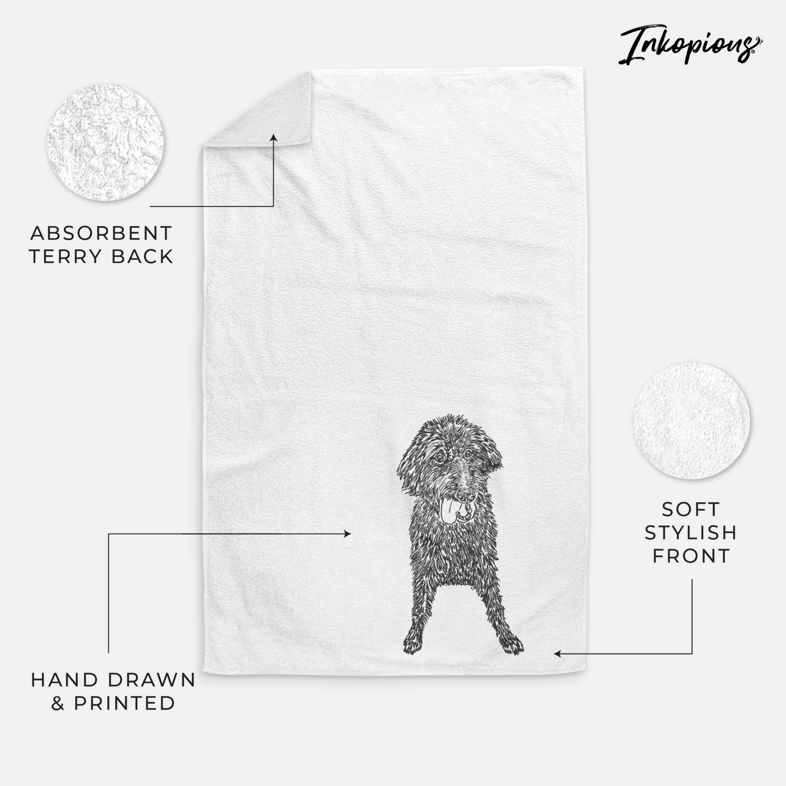 Doodled Lucy Fluff the Mixed Breed Decorative Hand Towel