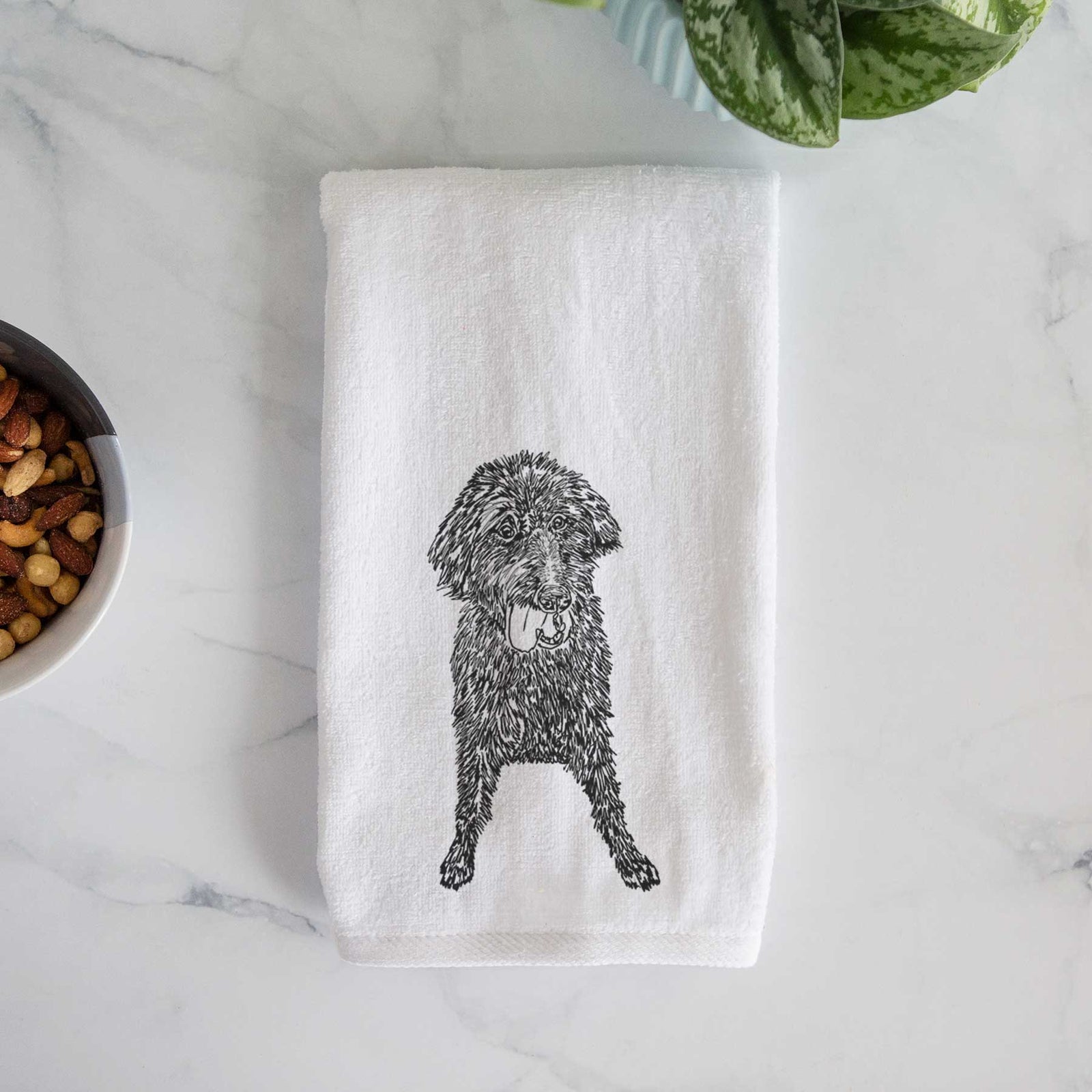 Doodled Lucy Fluff the Mixed Breed Decorative Hand Towel