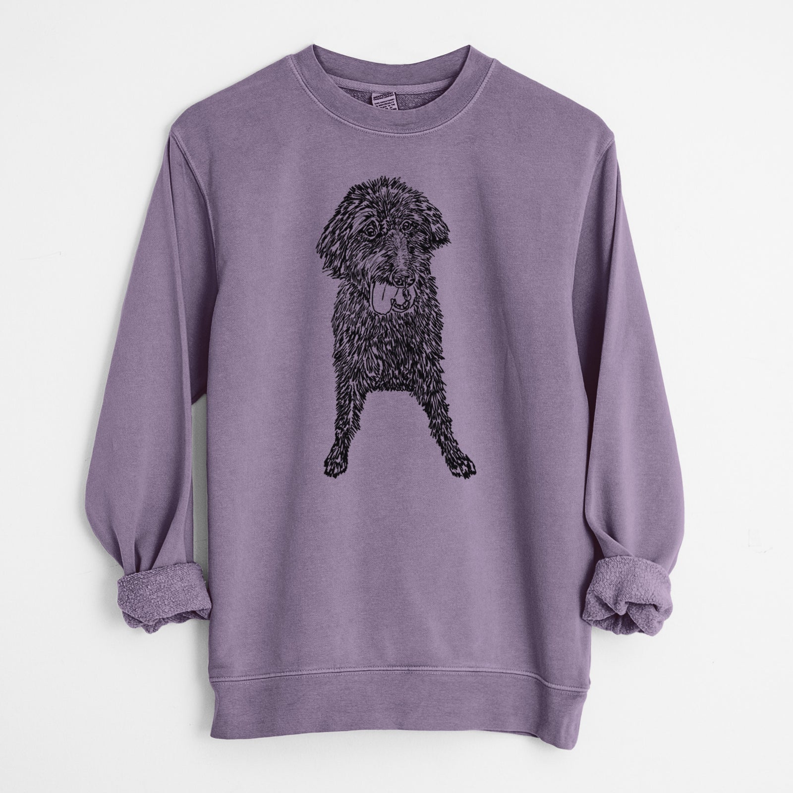 Doodled Lucy Fluff the Mixed Breed - Unisex Pigment Dyed Crew Sweatshirt