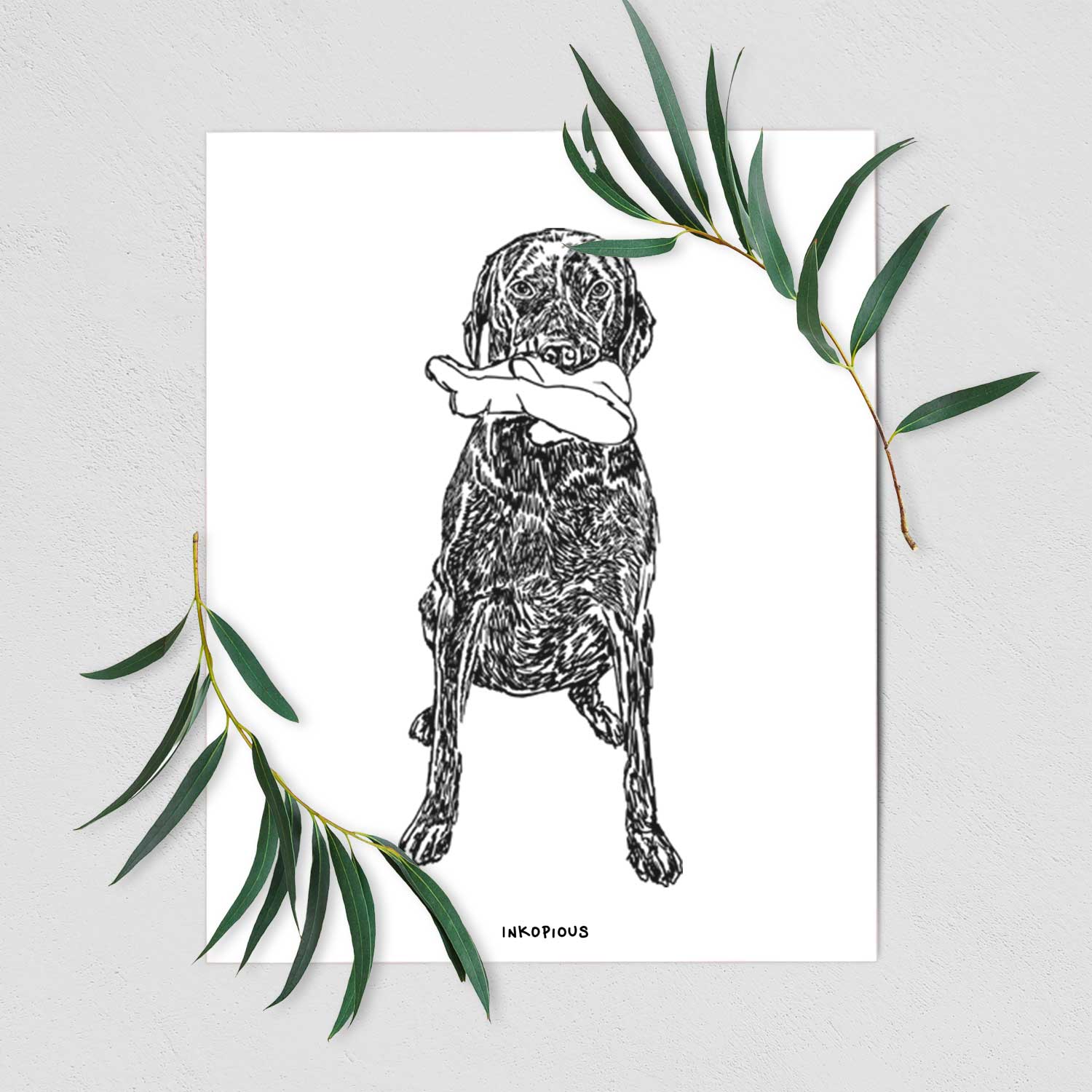 Doodled Lucy the Chocholate Lab GSP Art Print