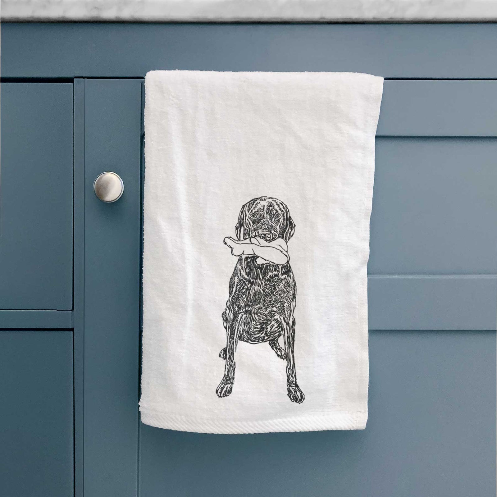 Doodled Lucy Fluff the Chocolate Lab GSP Decorative Hand Towel