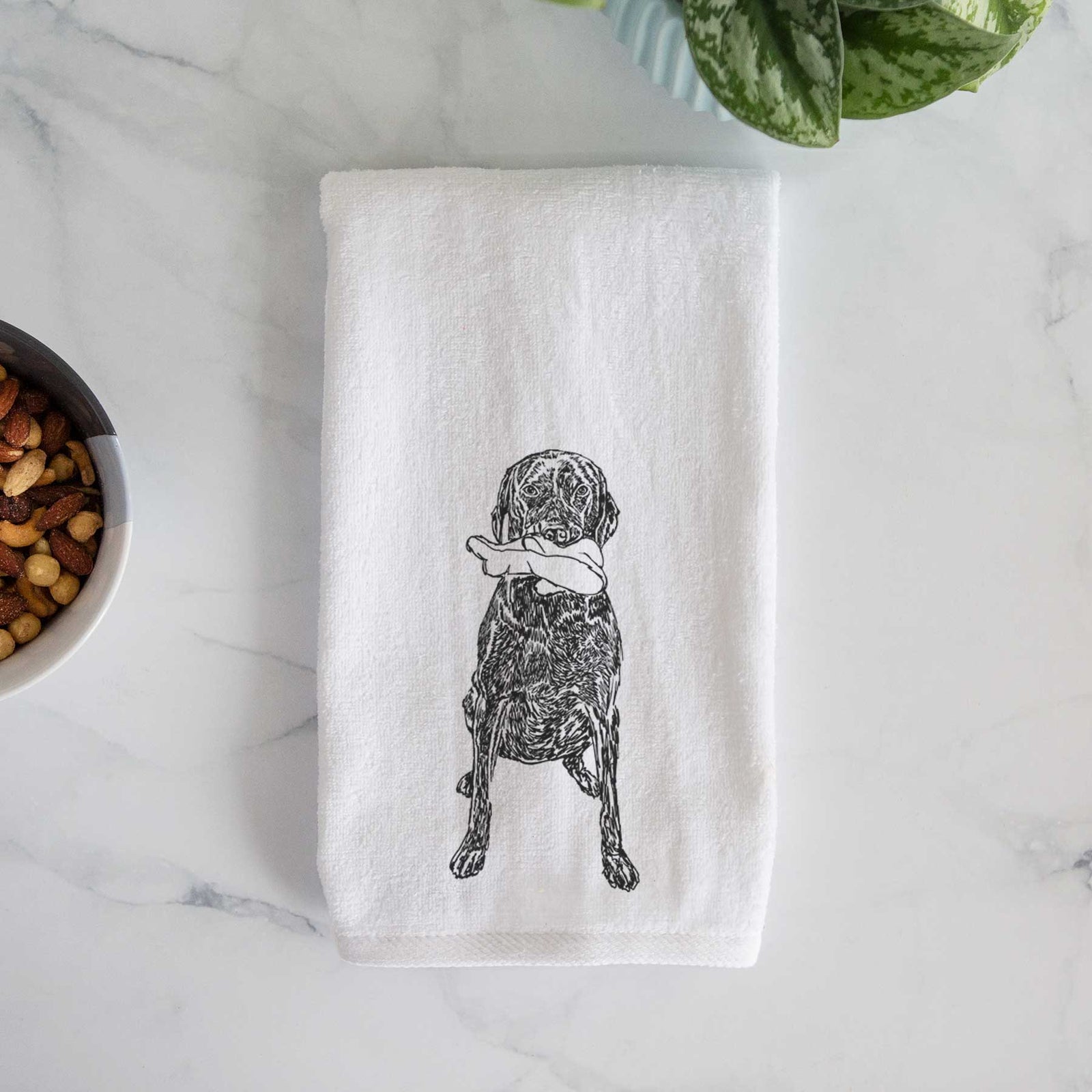 Doodled Lucy Fluff the Chocolate Lab GSP Decorative Hand Towel