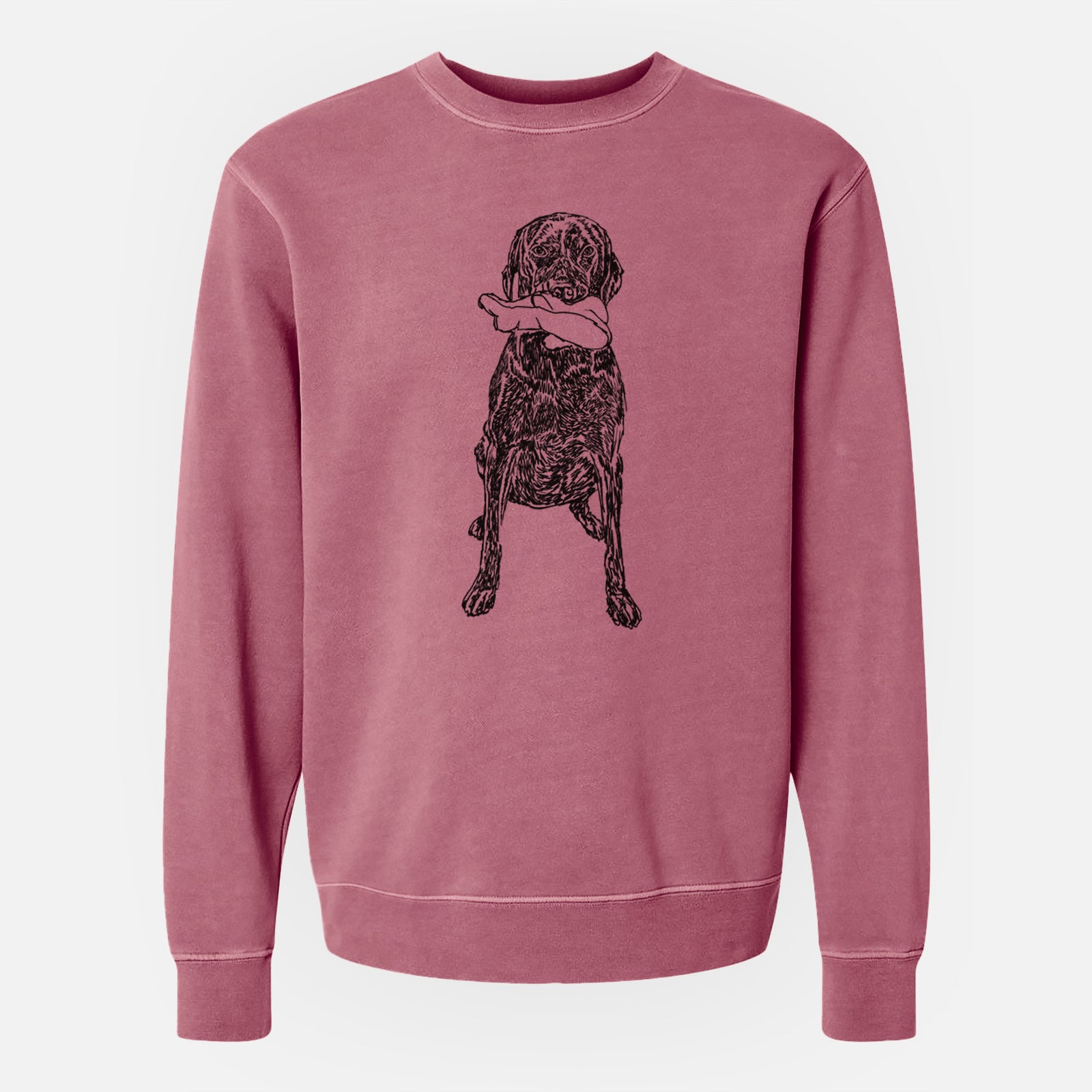 Doodled Lucy Fluff the Chocolate Lab GSP - Unisex Pigment Dyed Crew Sweatshirt