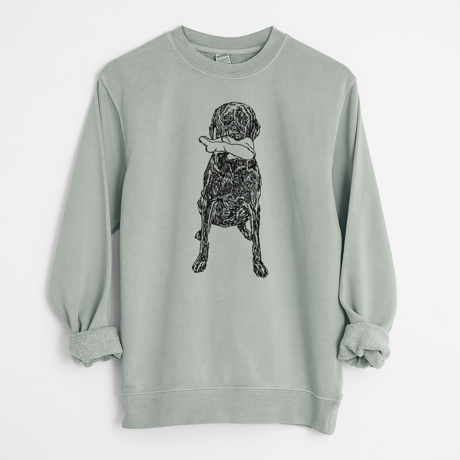 Doodled Lucy Fluff the Chocolate Lab GSP - Unisex Pigment Dyed Crew Sweatshirt