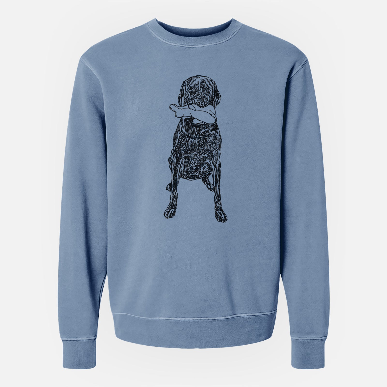 Doodled Lucy Fluff the Chocolate Lab GSP - Unisex Pigment Dyed Crew Sweatshirt