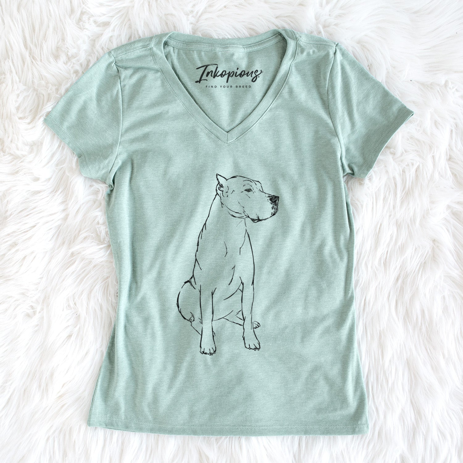 Doodled Luna the Dogo Argentino - Women's Perfect V-neck Shirt
