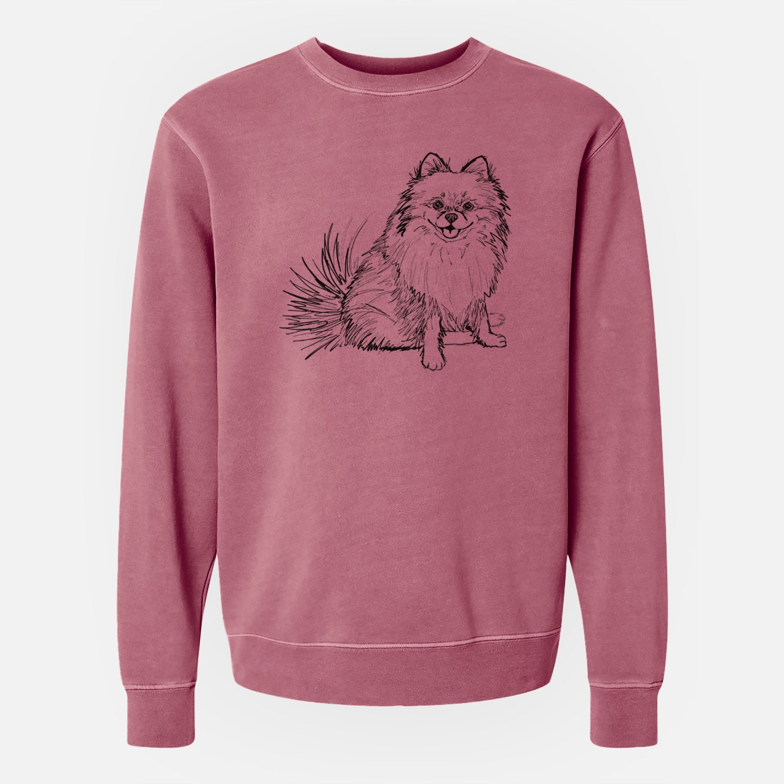 Doodled Madeira the Pomeranian - Unisex Pigment Dyed Crew Sweatshirt