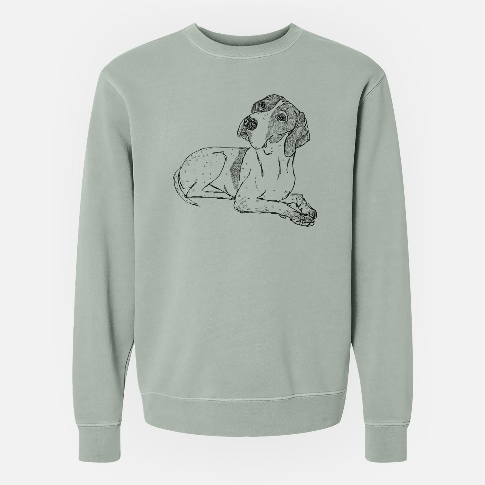 Doodled Madeline the English Pointer - Unisex Pigment Dyed Crew Sweatshirt