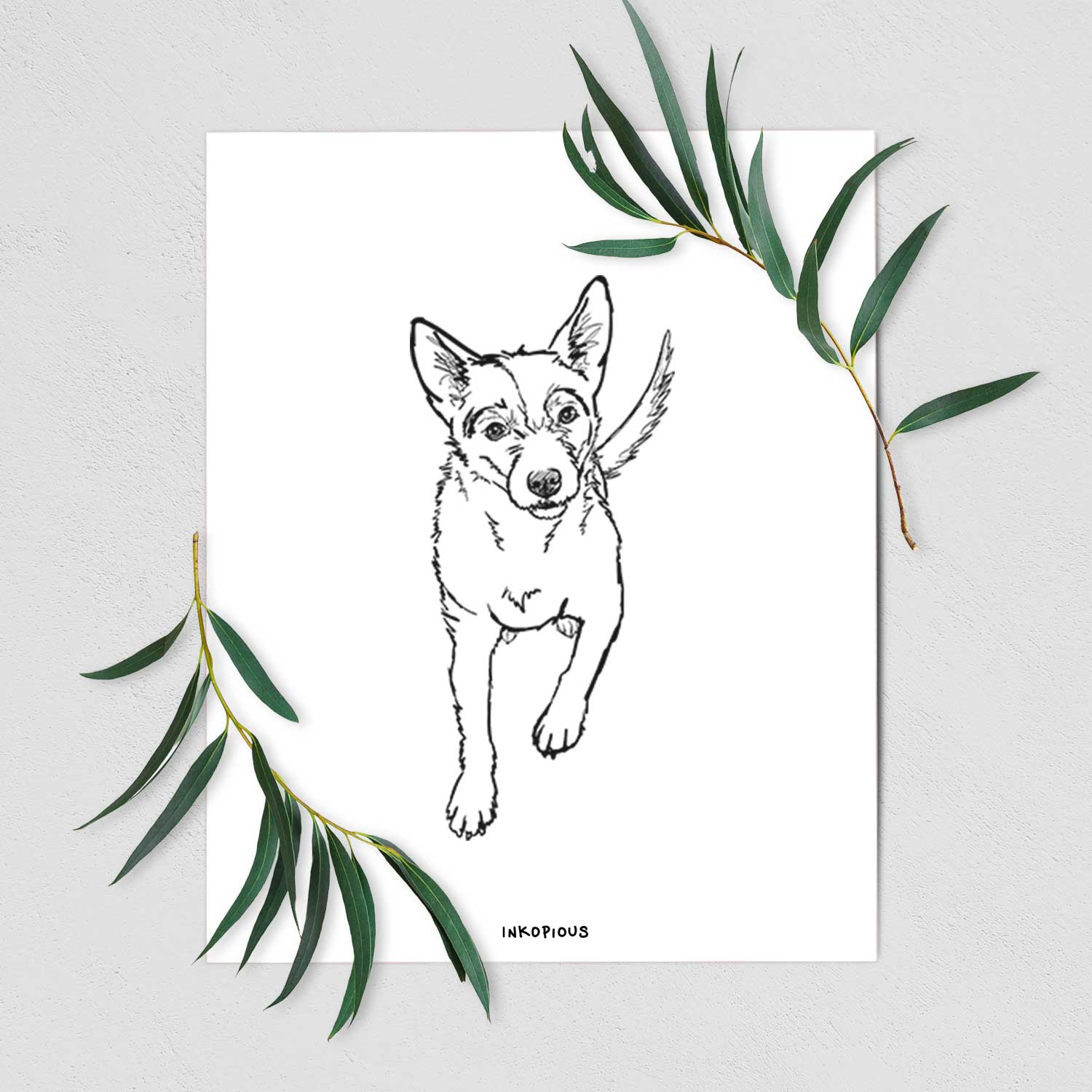 Doodled Maevis the Terrier Mix Art Print
