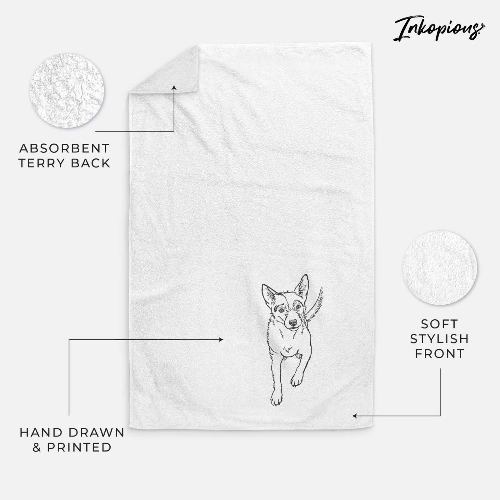 Doodled Maevis the Terrier Mix Decorative Hand Towel