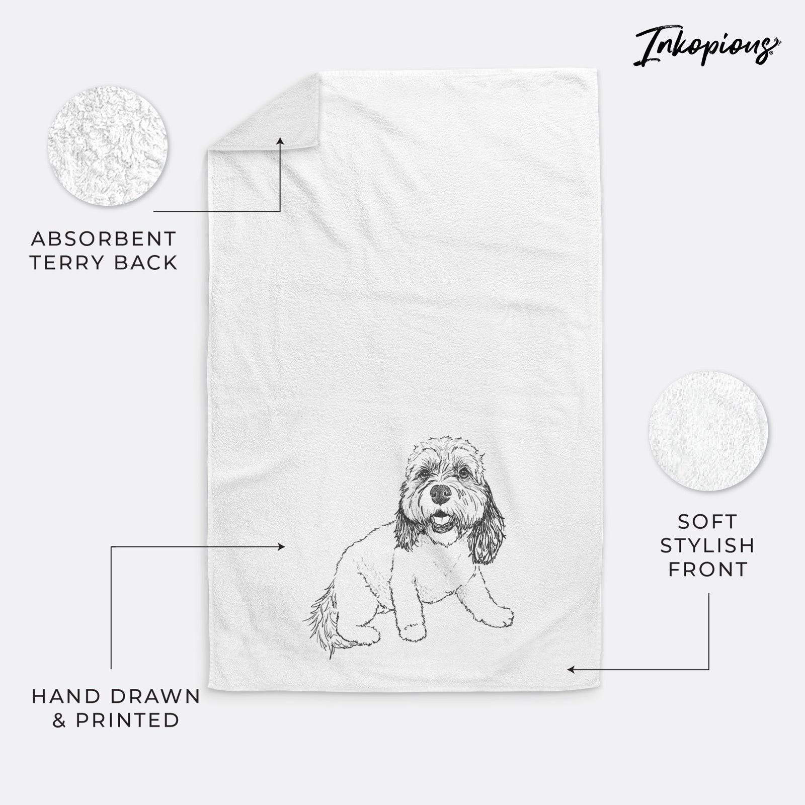 Doodled Max the Cavanese Decorative Hand Towel