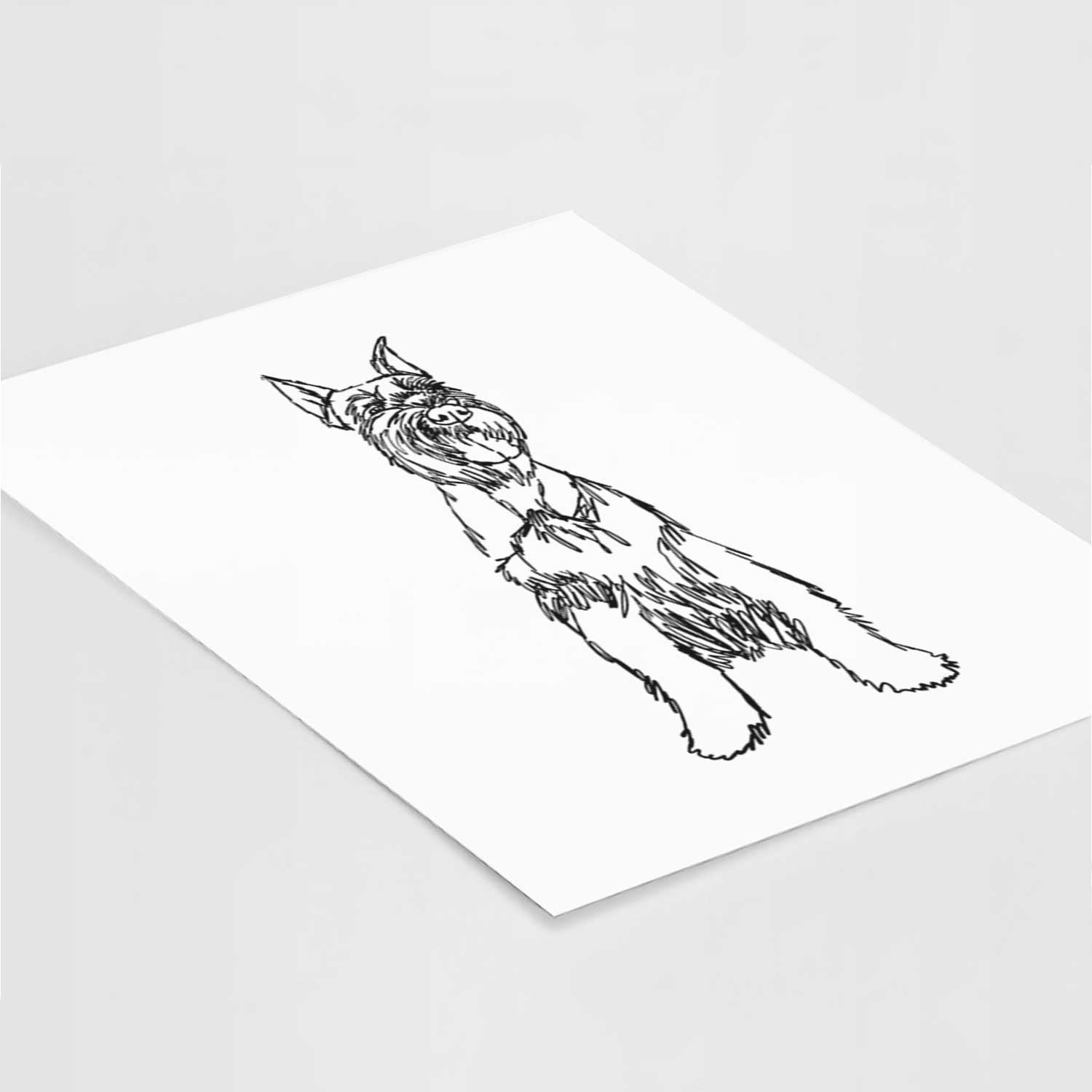 Doodled Mayze the Giant Schnauzer Art Print