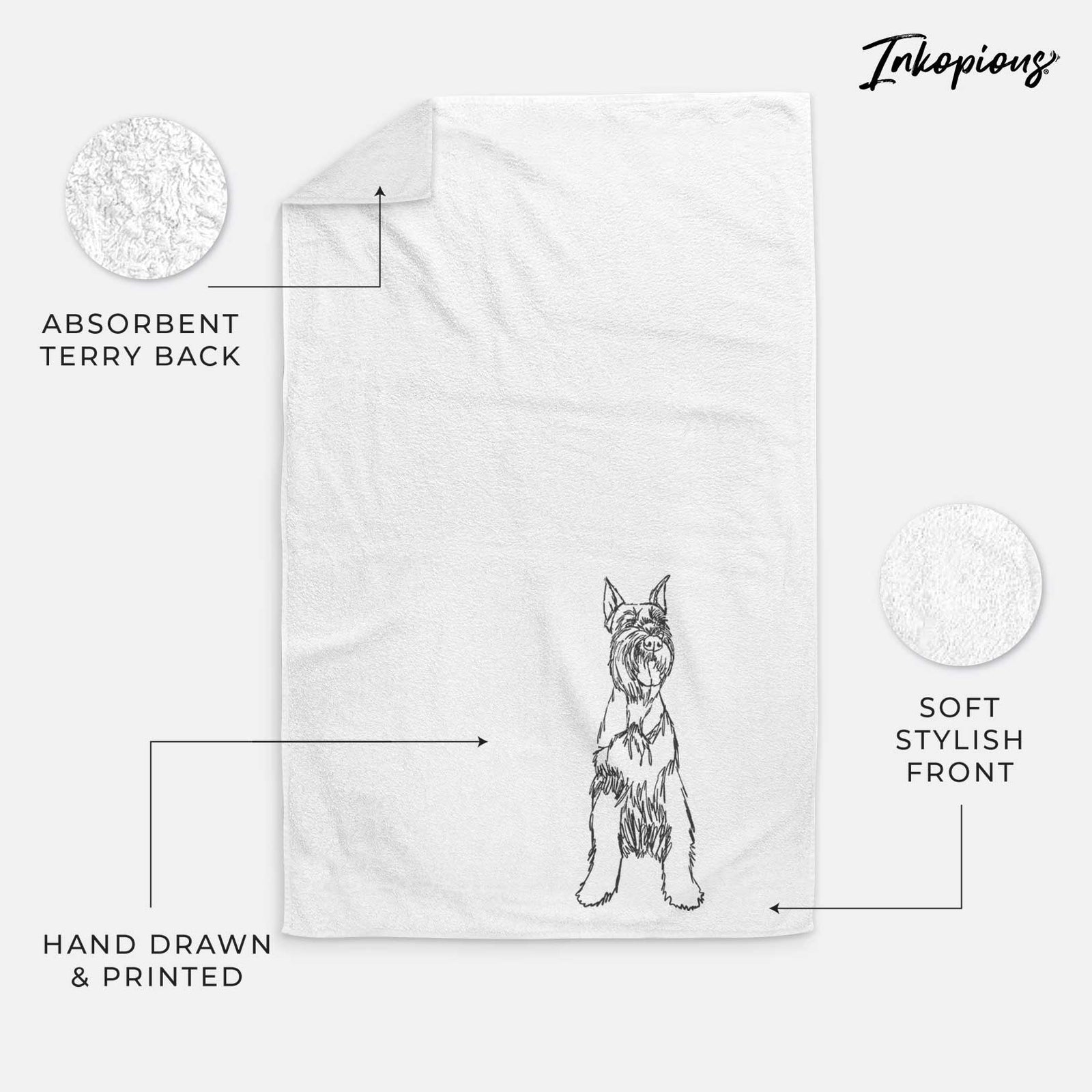 Doodled Mayze the Giant Schnauzer Decorative Hand Towel