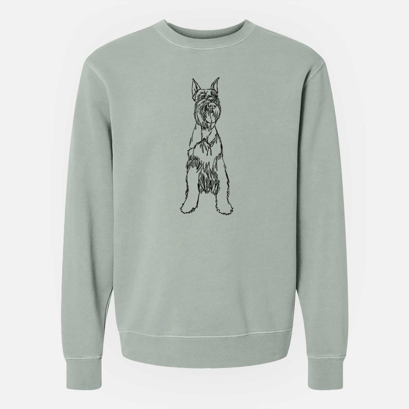 Doodled Mayze the Giant Schnauzer - Unisex Pigment Dyed Crew Sweatshirt