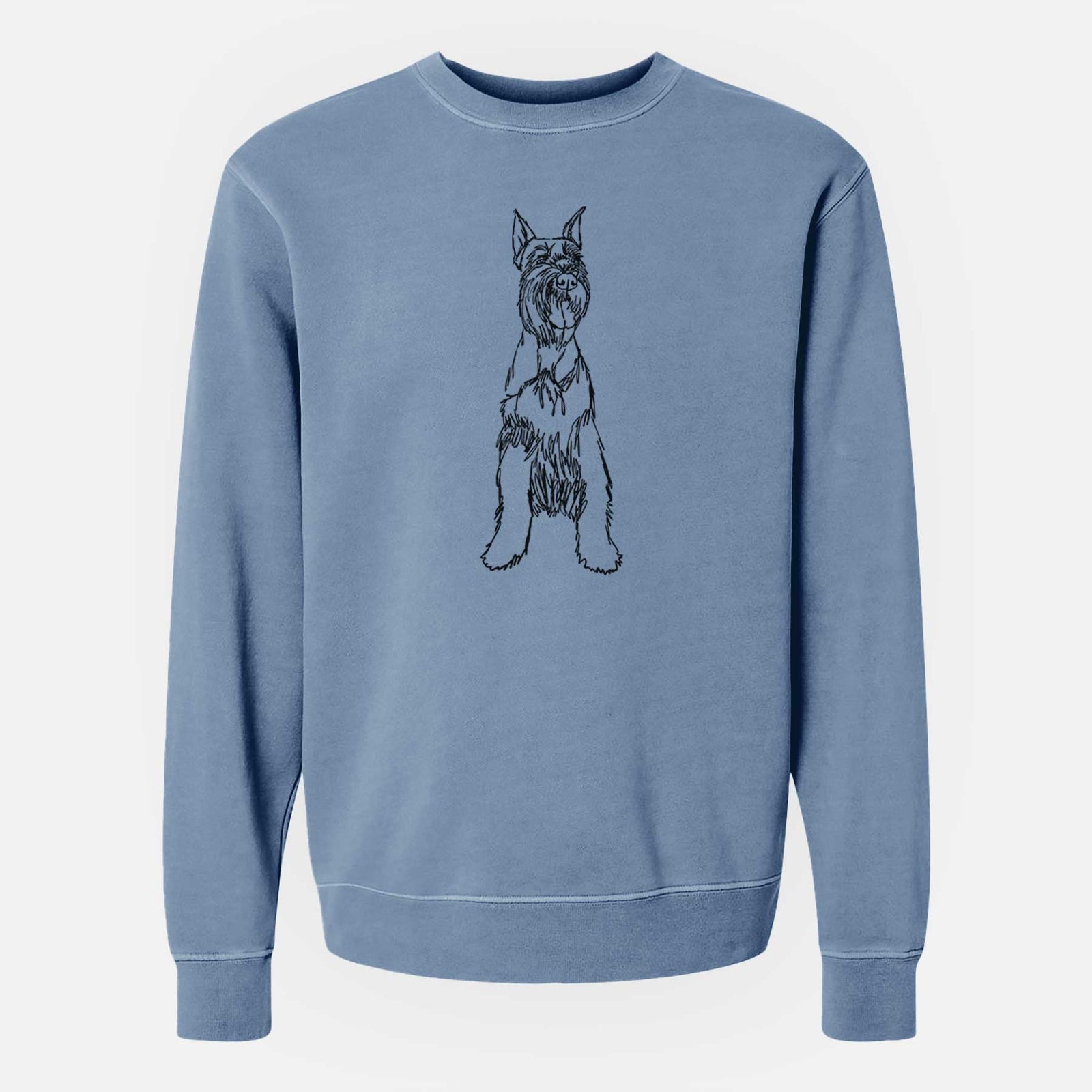 Doodled Mayze the Giant Schnauzer - Unisex Pigment Dyed Crew Sweatshirt