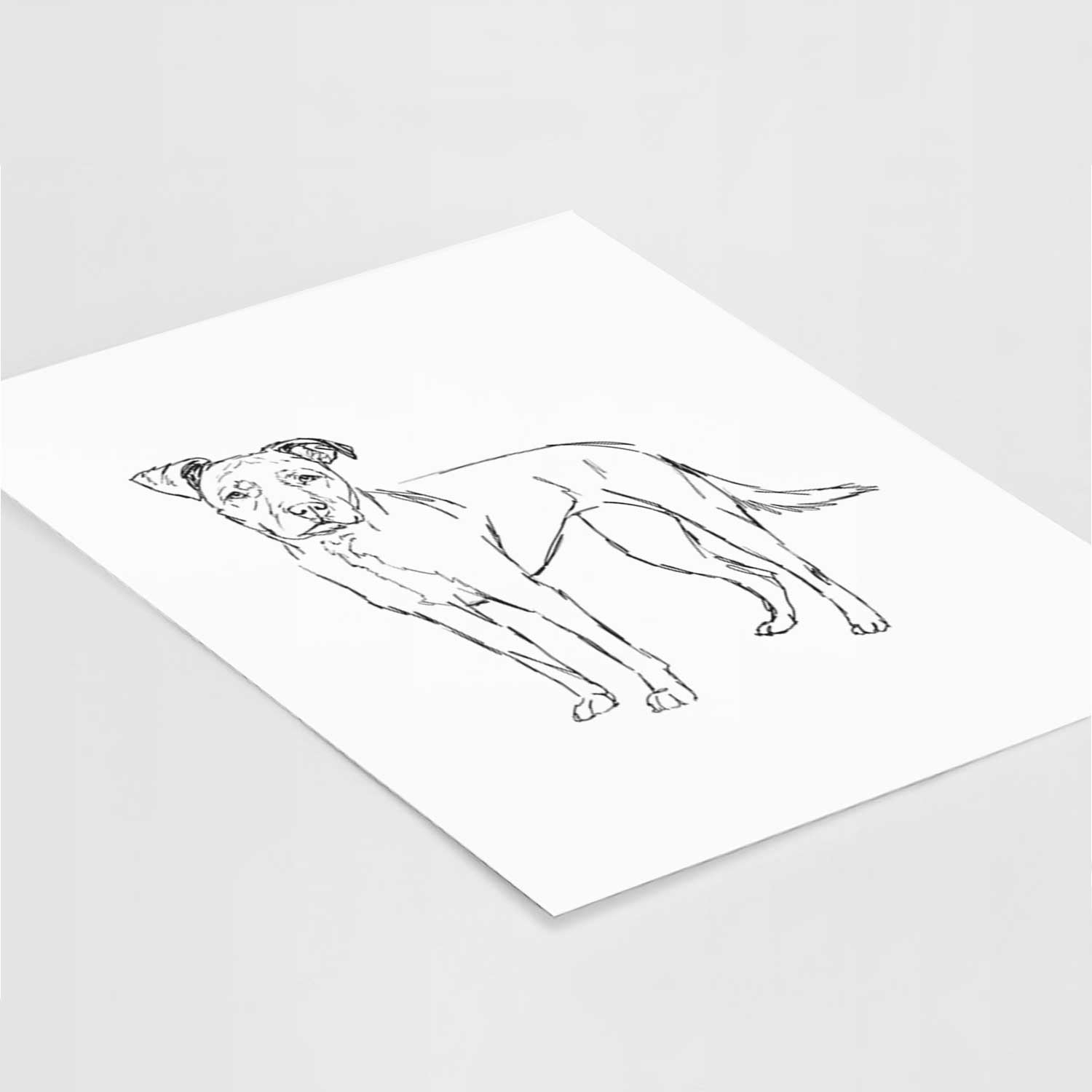 Doodled Mercy the American Staffordshire Terrier Art Print