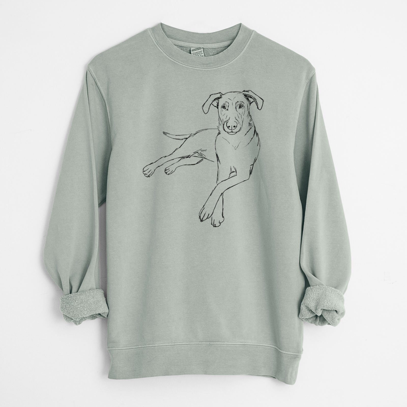 Doodled Miller the Lab Mix - Unisex Pigment Dyed Crew Sweatshirt