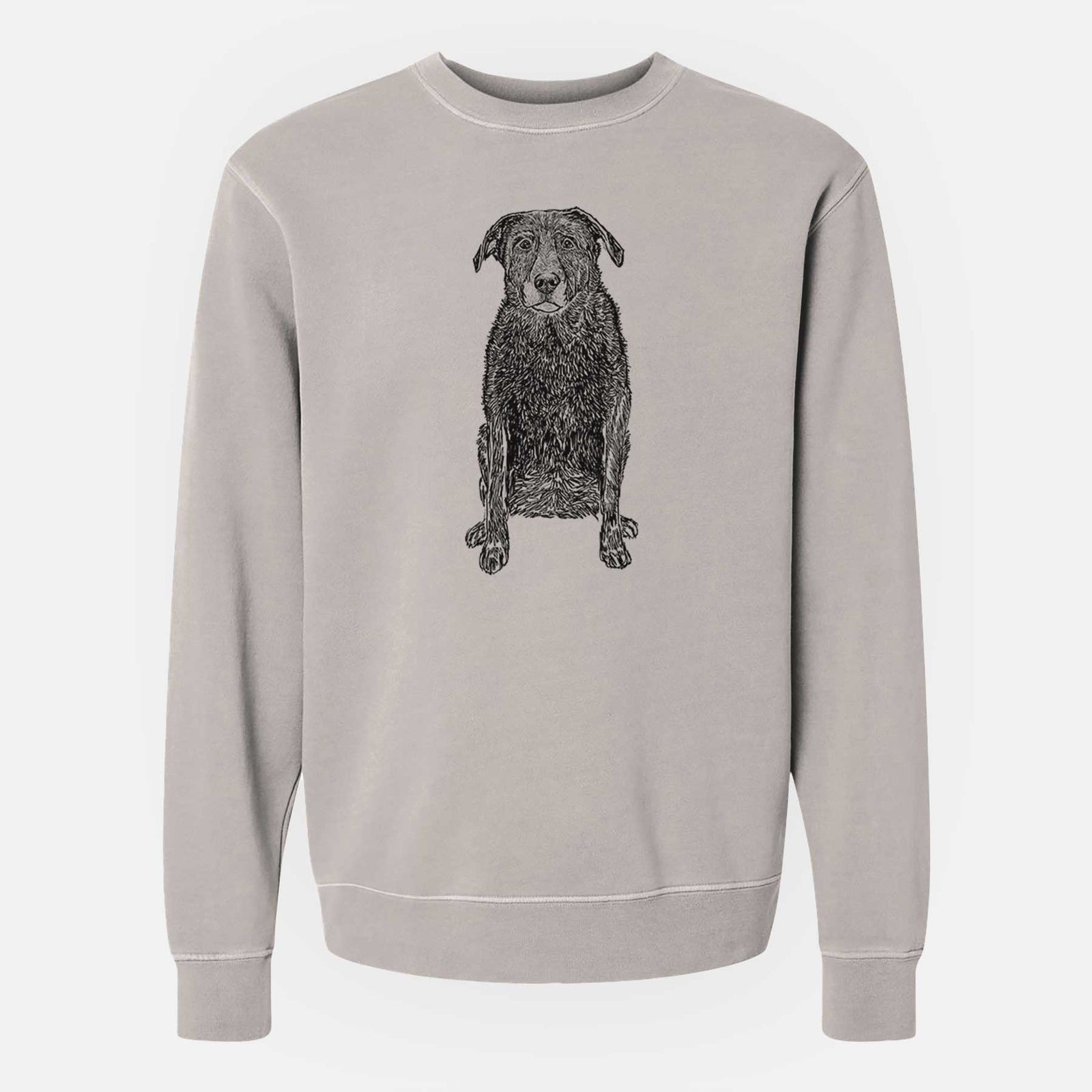 Doodled Millie the Black Lab - Unisex Pigment Dyed Crew Sweatshirt