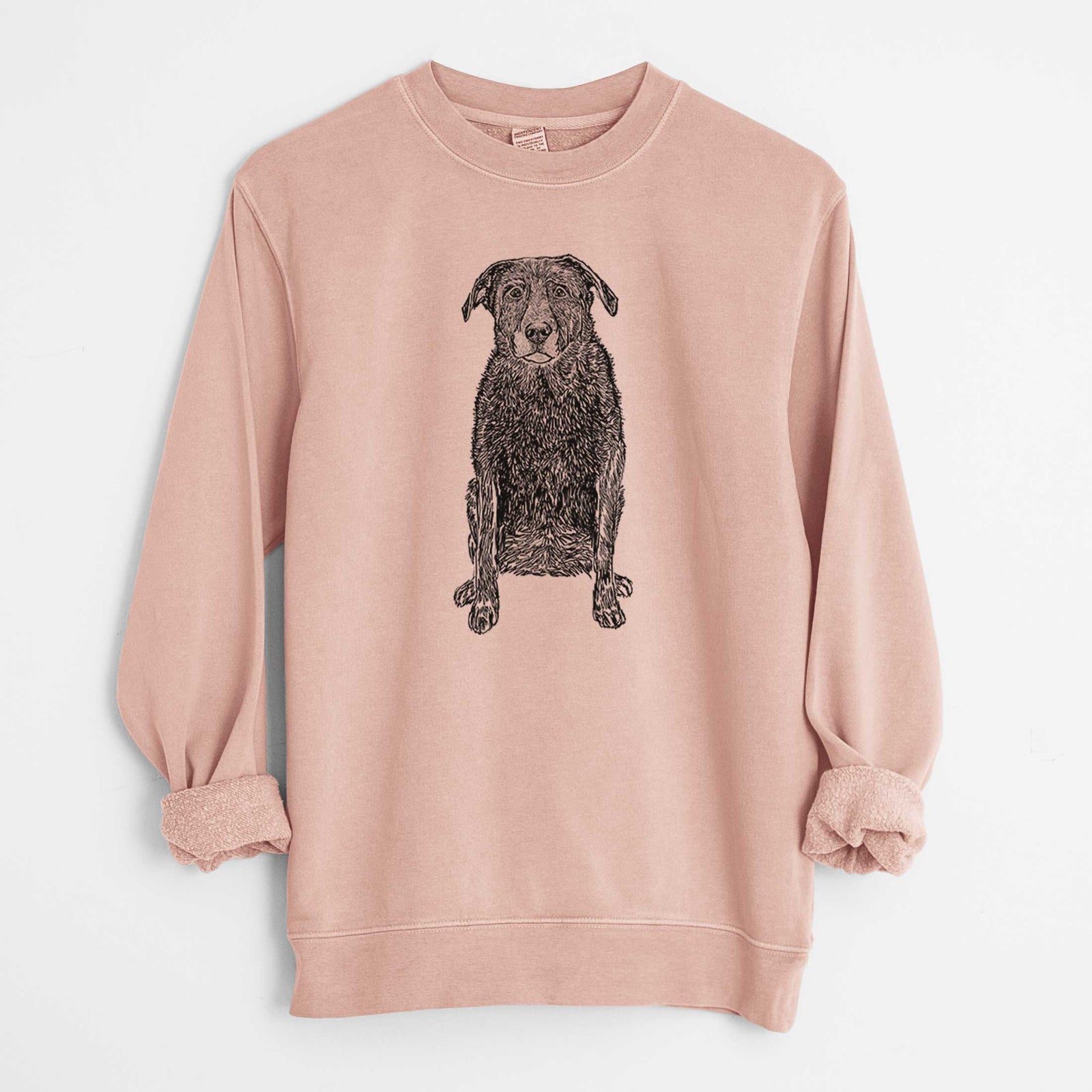 Doodled Millie the Black Lab - Unisex Pigment Dyed Crew Sweatshirt