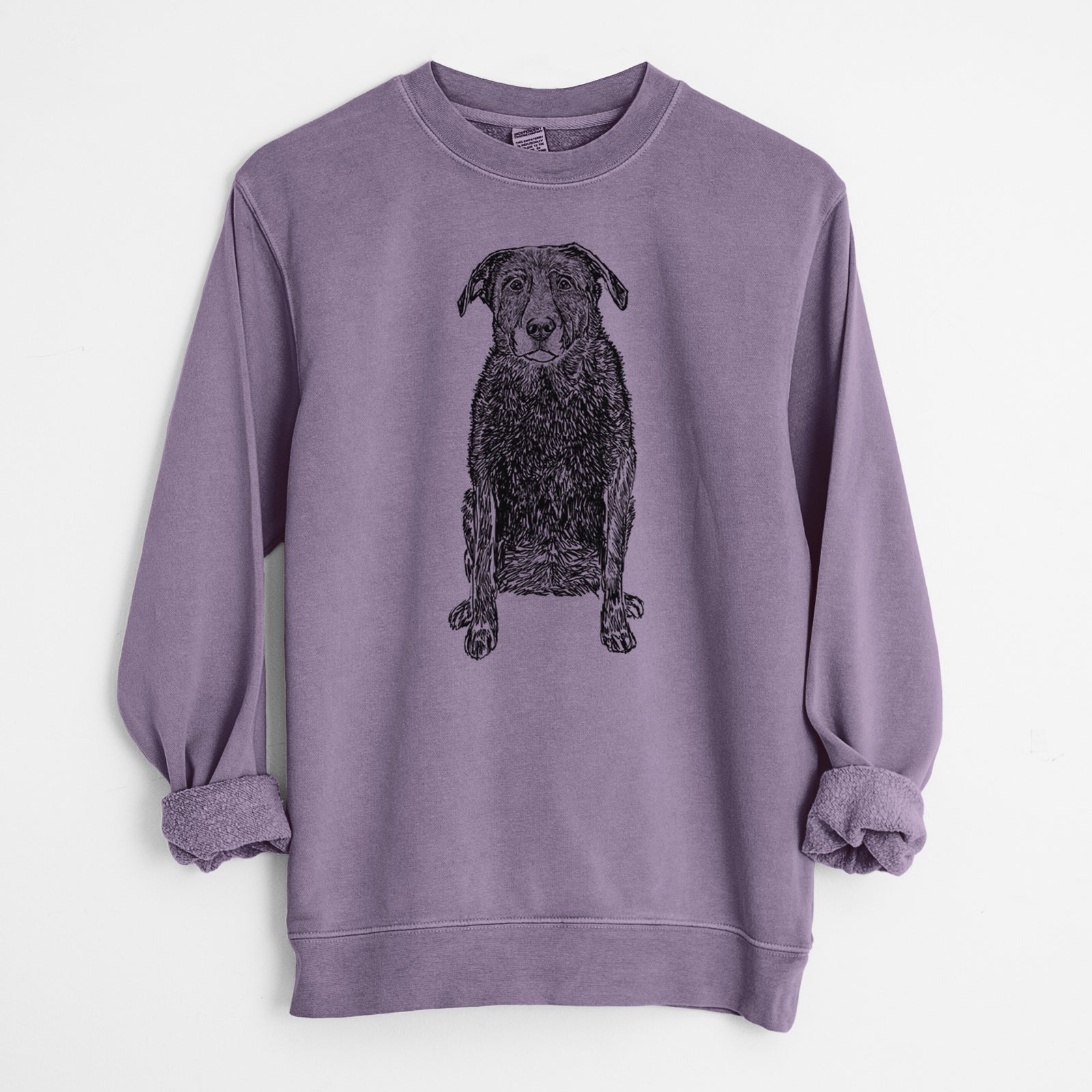 Doodled Millie the Black Lab - Unisex Pigment Dyed Crew Sweatshirt