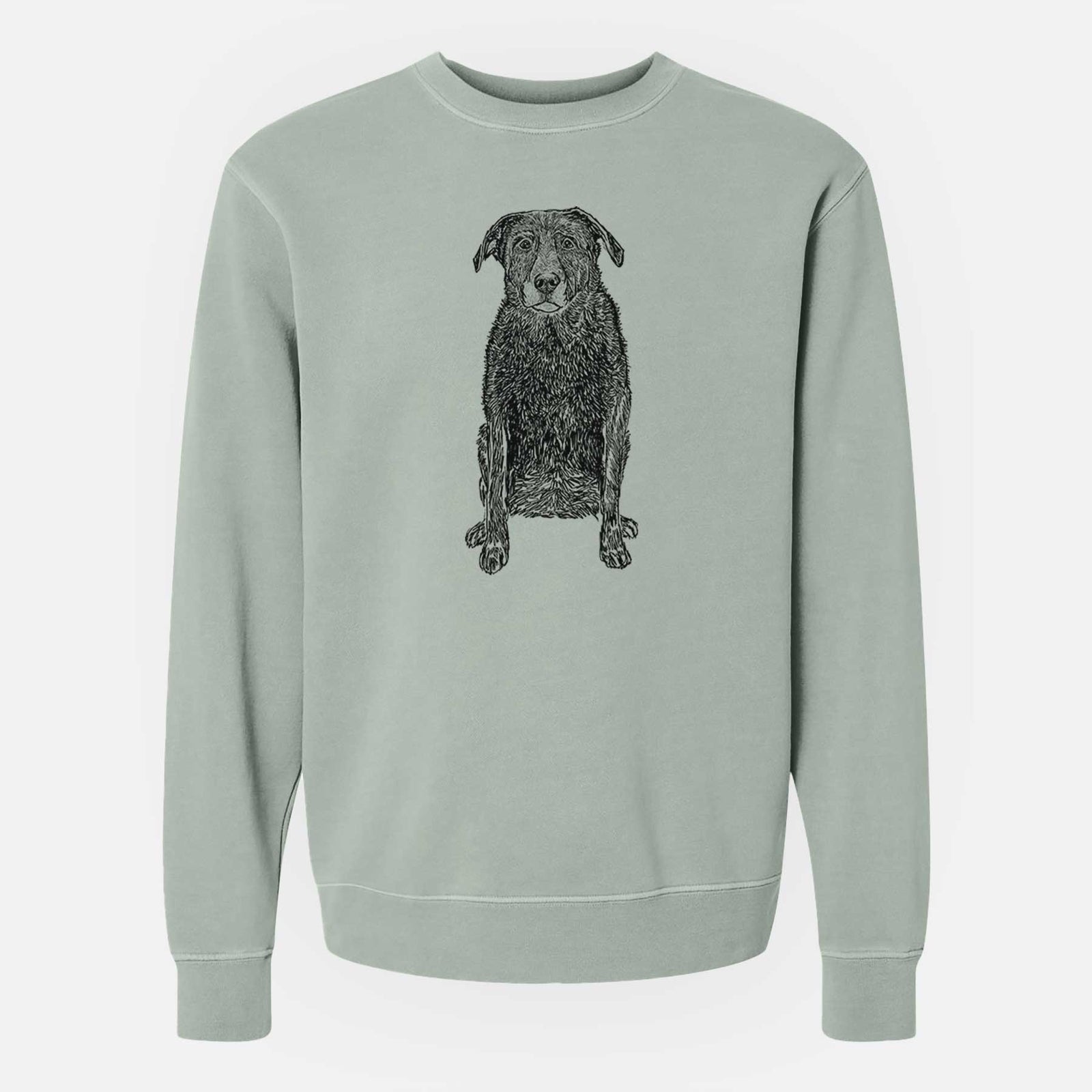 Doodled Millie the Black Lab - Unisex Pigment Dyed Crew Sweatshirt