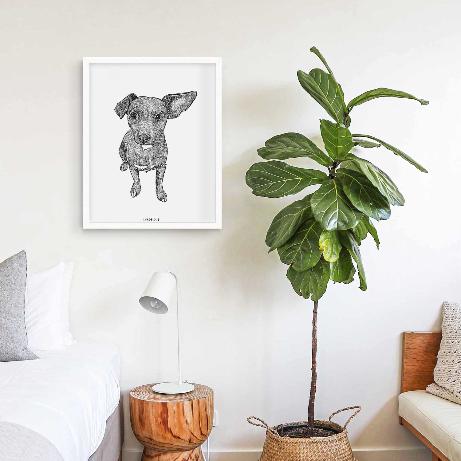Doodled Millie the Chiweenie Mix Art Print