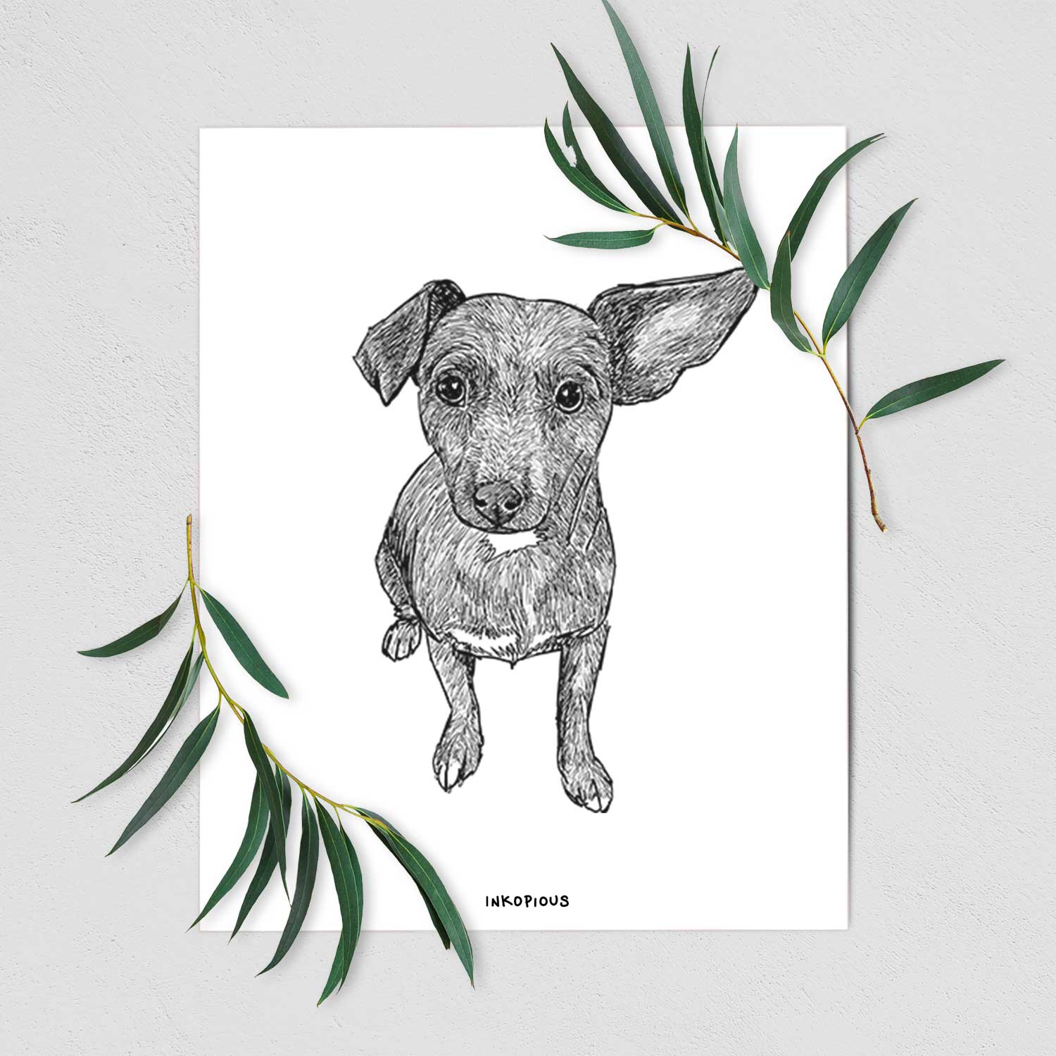 Doodled Millie the Chiweenie Mix Art Print