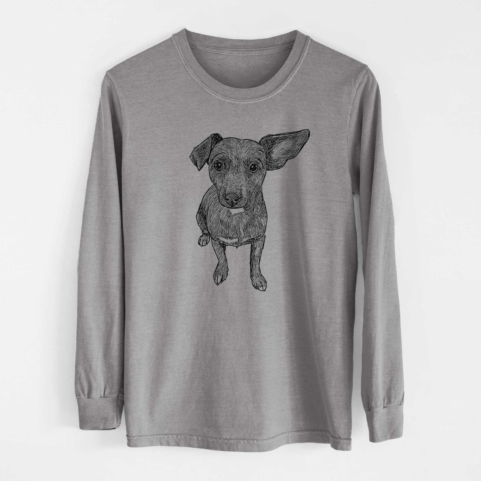 Doodled Millie the Chiweenie Mix - Heavyweight 100% Cotton Long Sleeve