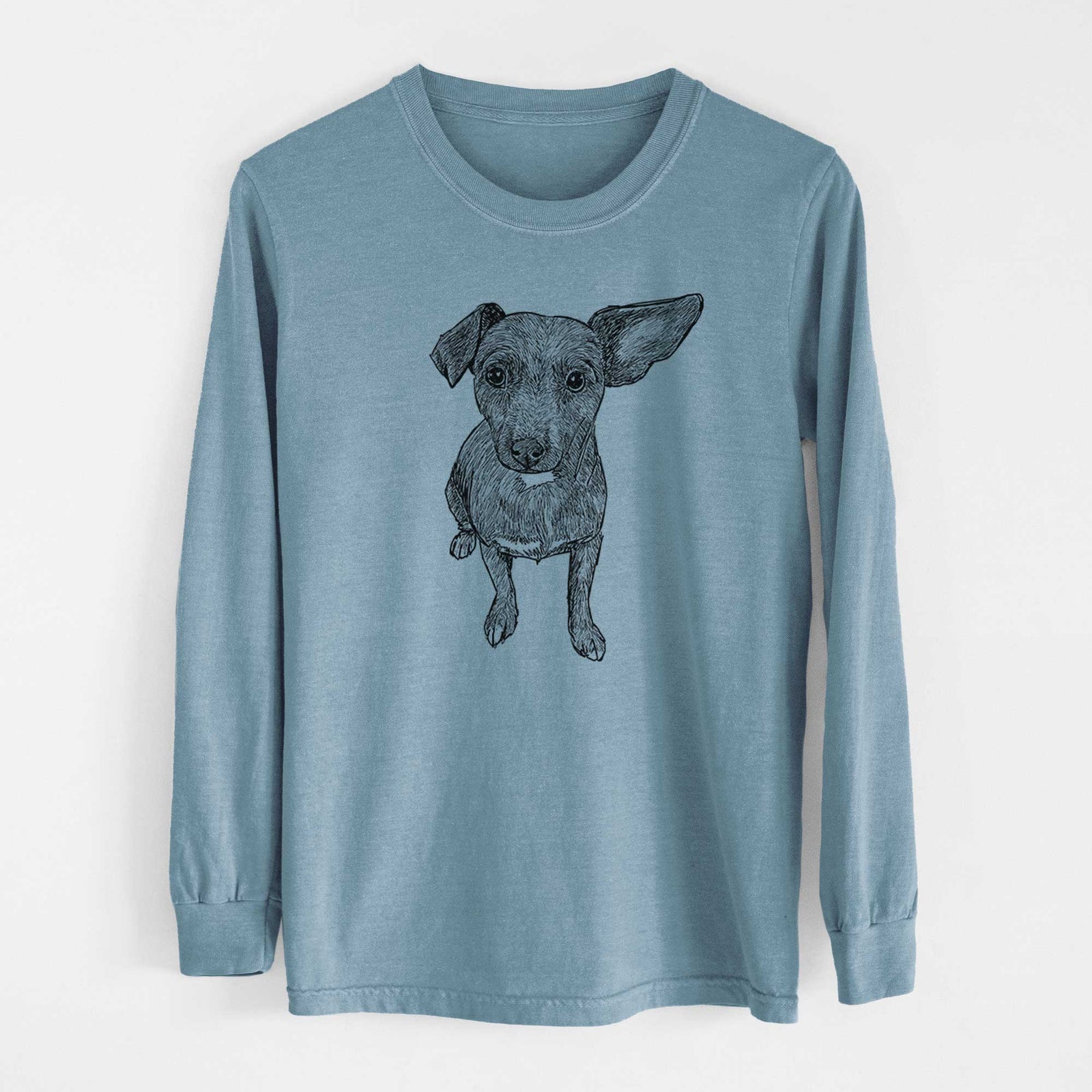 Doodled Millie the Chiweenie Mix - Heavyweight 100% Cotton Long Sleeve