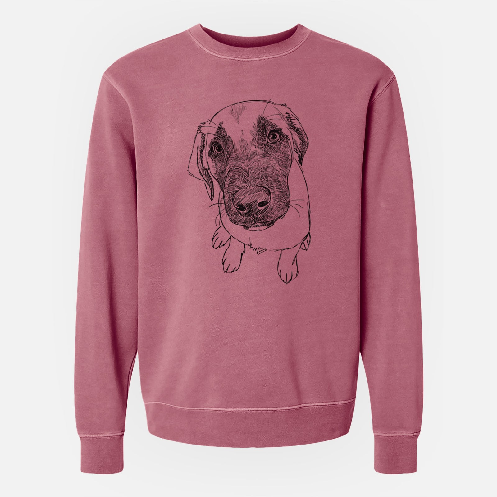 Doodled Millie the Mastiff Malinois Mix - Unisex Pigment Dyed Crew Sweatshirt