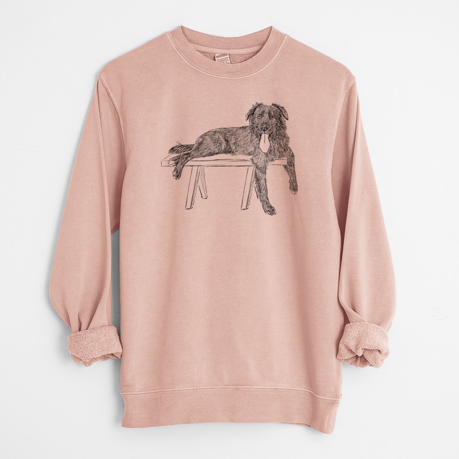 Doodled Millie the Husky Golden Retriever Mix - Unisex Pigment Dyed Crew Sweatshirt