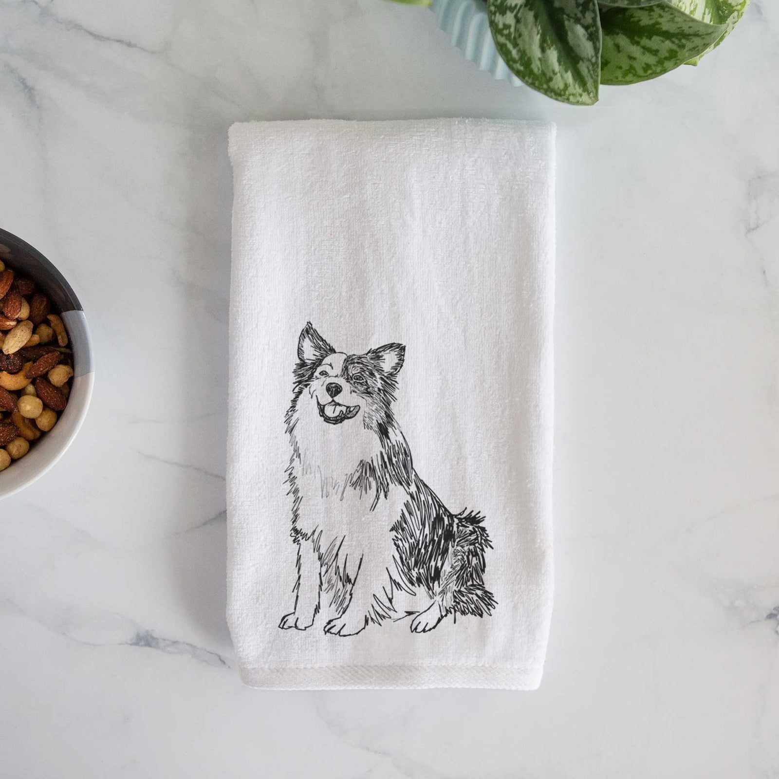 Doodled Mini Jack the Mini Aussie Decorative Hand Towel