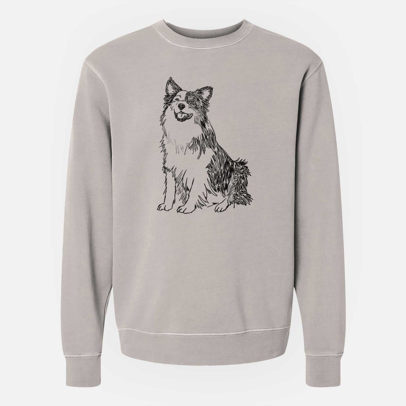 Doodled Mini Jack the Mini Aussie - Unisex Pigment Dyed Crew Sweatshirt