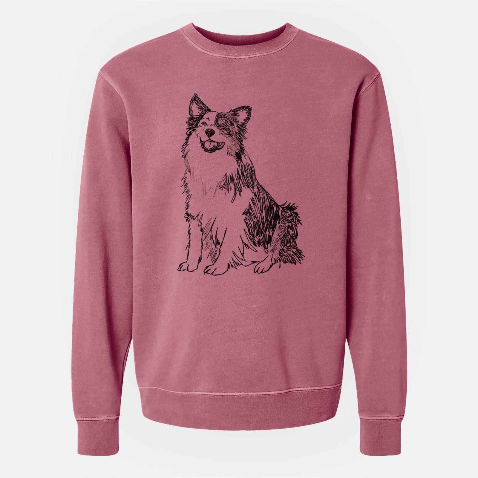 Doodled Mini Jack the Mini Aussie - Unisex Pigment Dyed Crew Sweatshirt