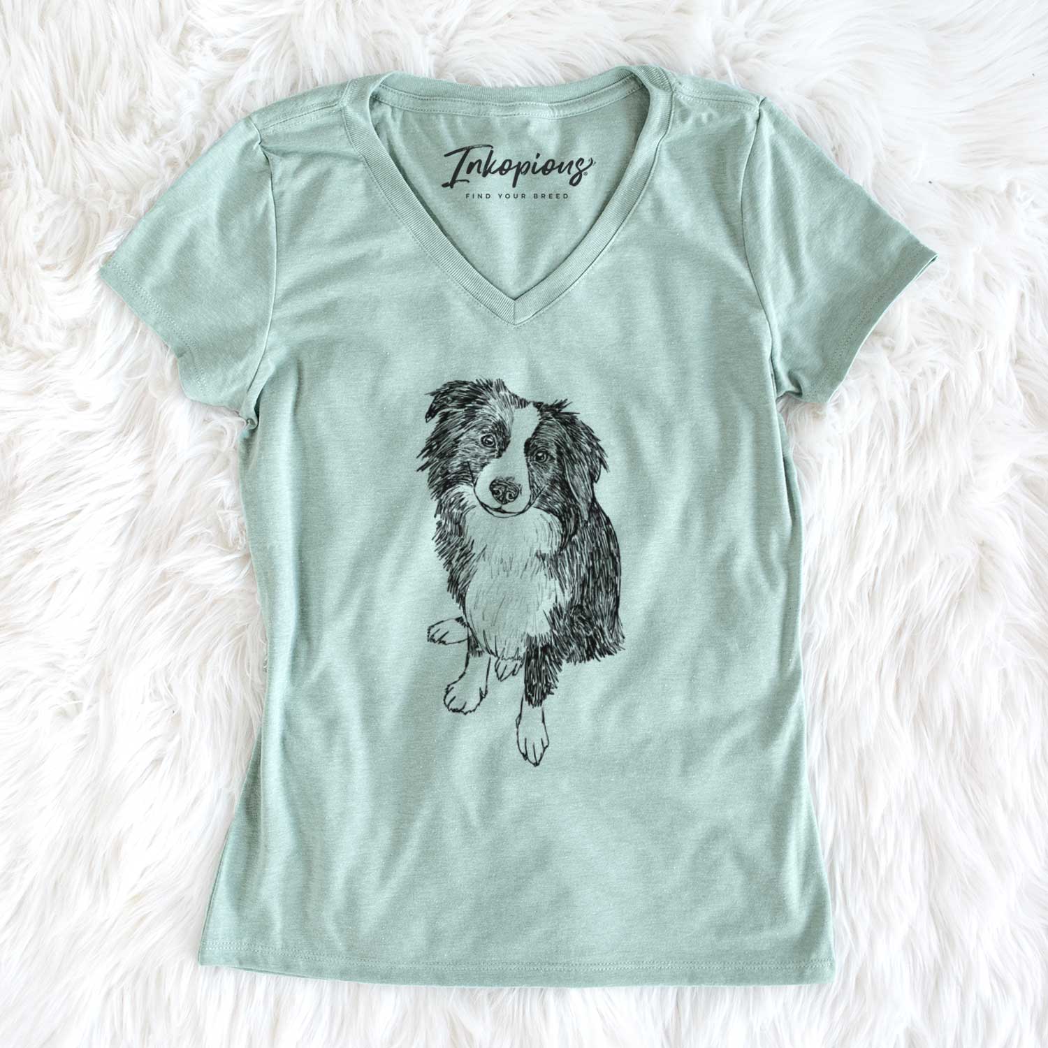 Doodled Mini Millie the Mini Aussie - Women's V-neck Shirt