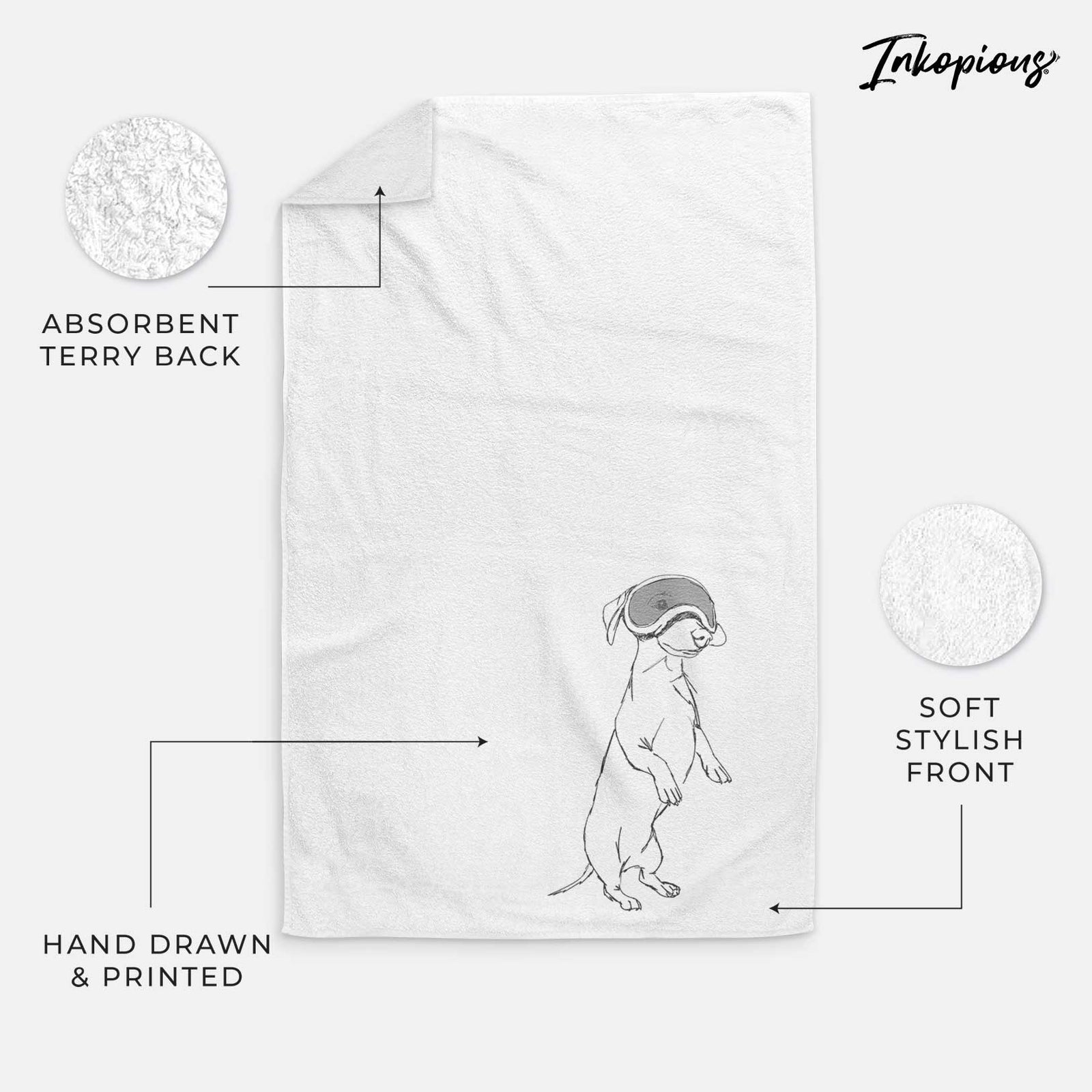 Doodled Moose the Mini Dachshund Decorative Hand Towel