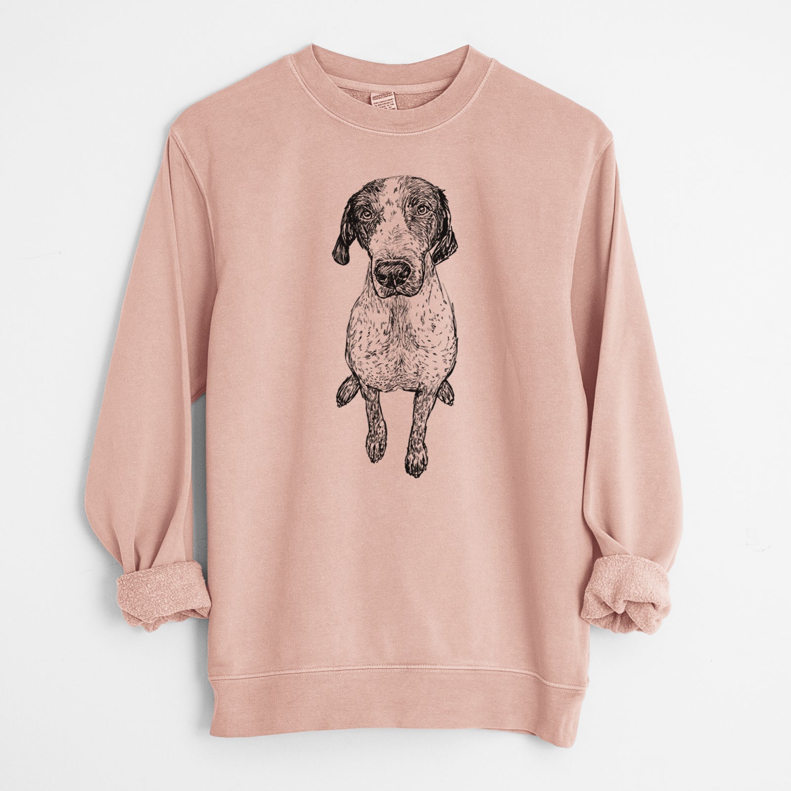 Doodled Mowgli the German Shorthaired Pointer - Unisex Pigment Dyed Crew Sweatshirt