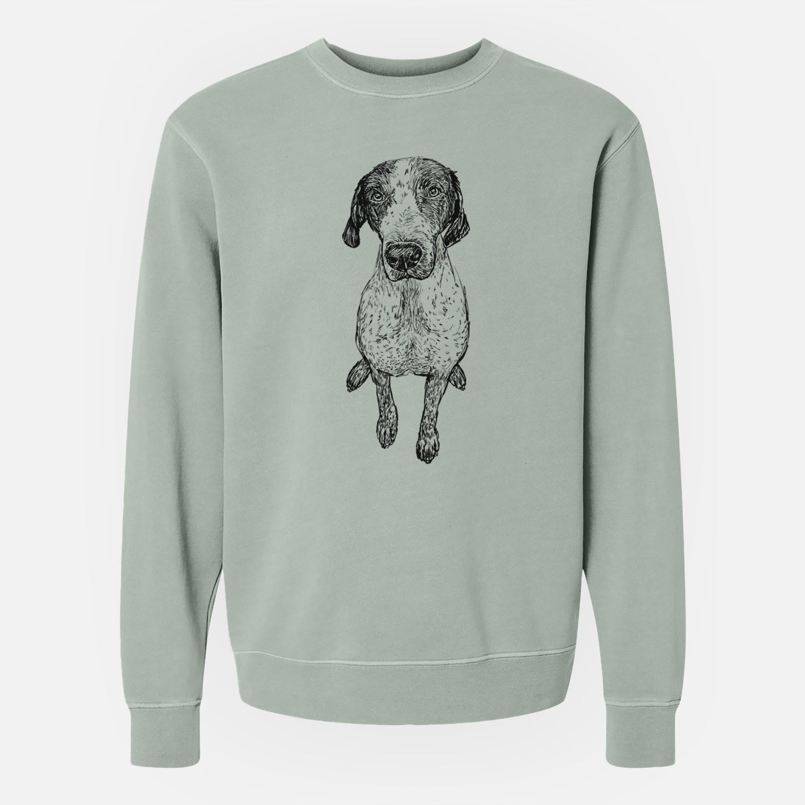 Doodled Mowgli the German Shorthaired Pointer - Unisex Pigment Dyed Crew Sweatshirt