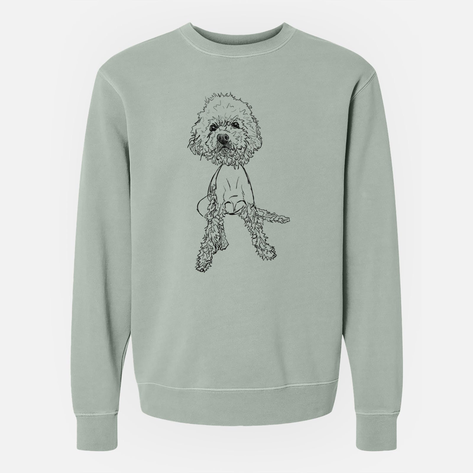 Doodled Muffin the Poodle Mix - Unisex Pigment Dyed Crew Sweatshirt