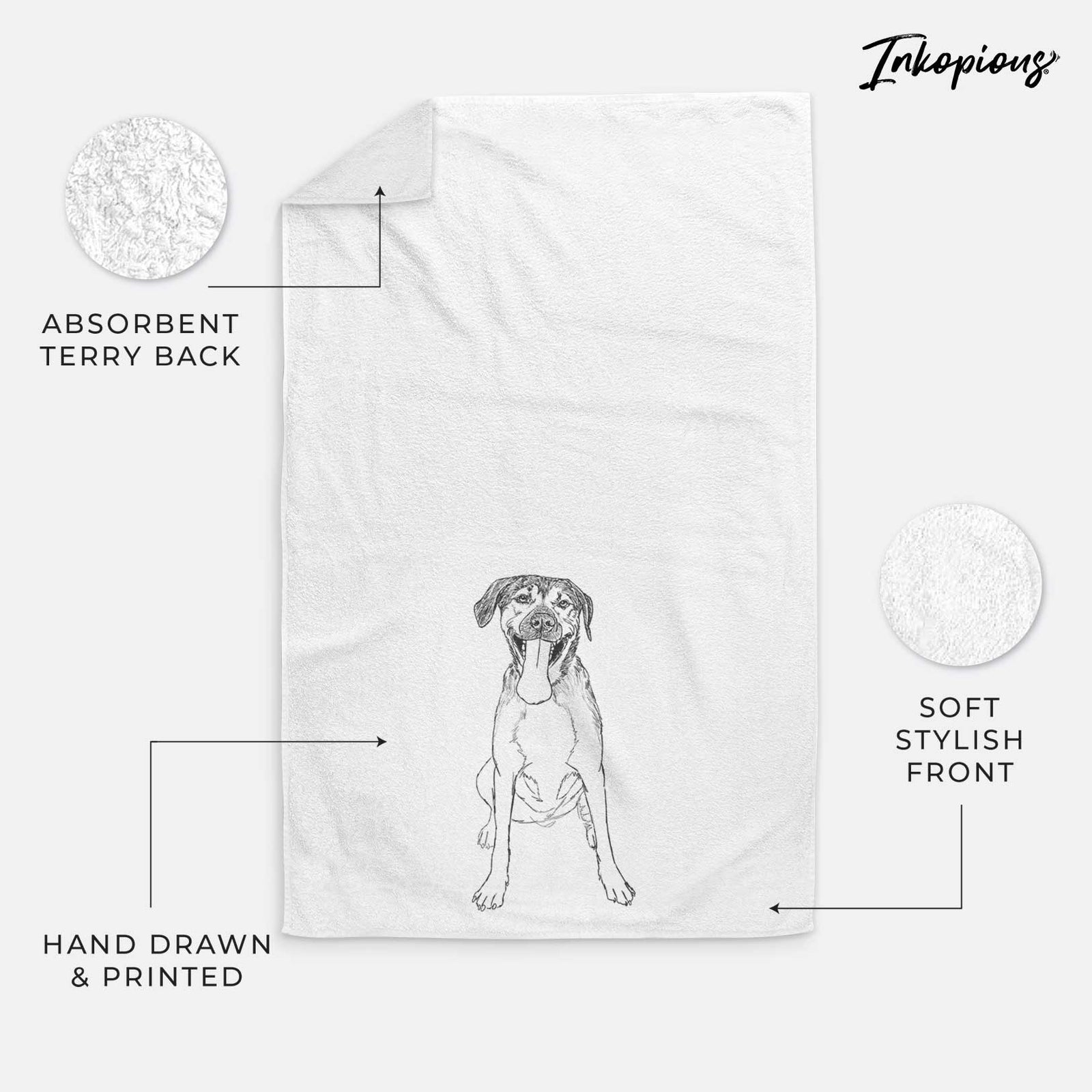 Doodled Murphy the Mixed Breed Decorative Hand Towel