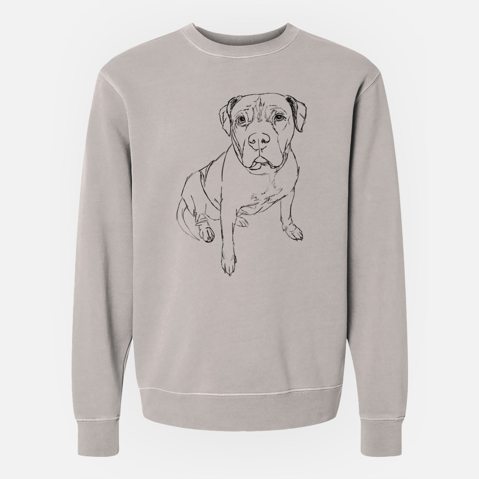 Doodled Murphy the Pitbull - Unisex Pigment Dyed Crew Sweatshirt