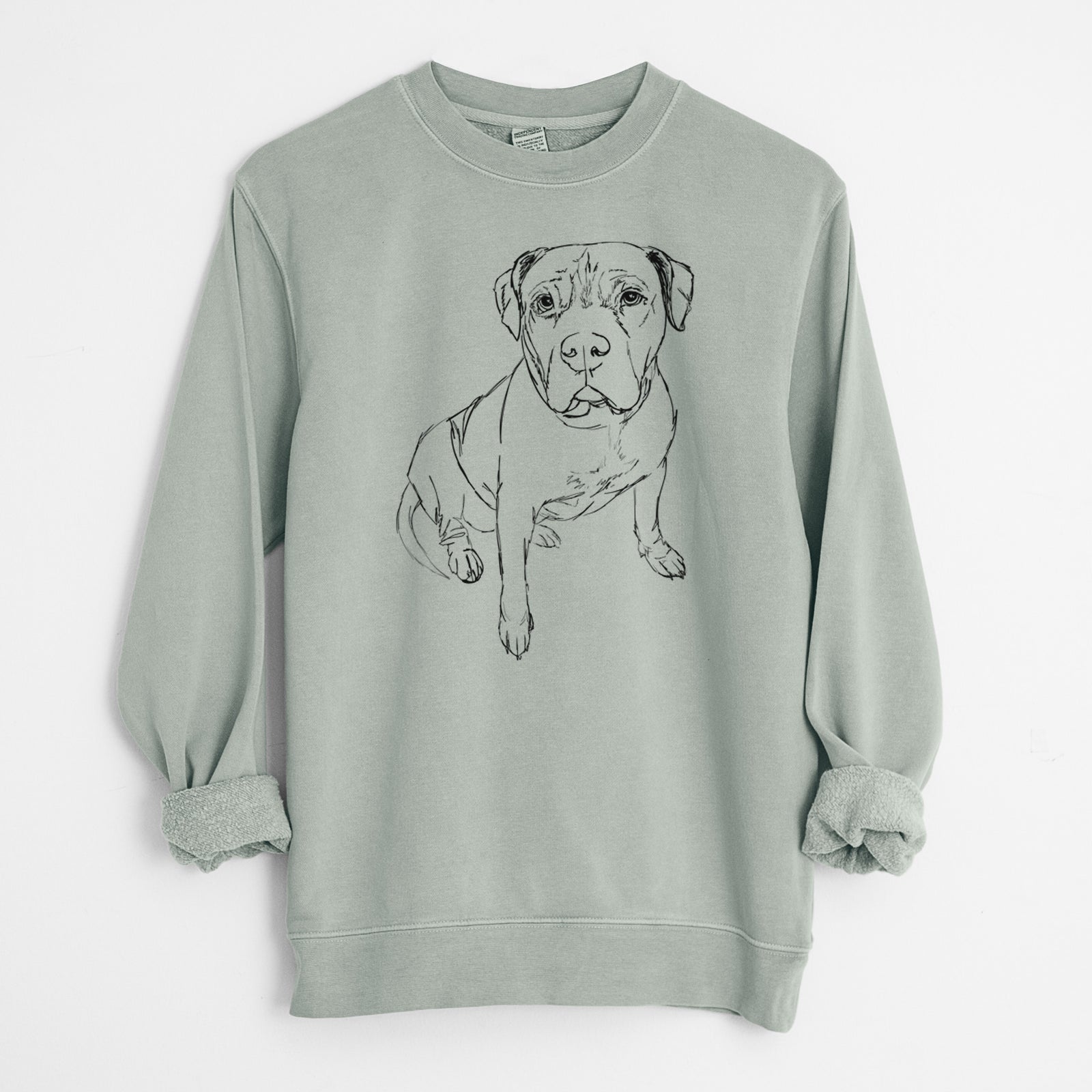 Doodled Murphy the Pitbull - Unisex Pigment Dyed Crew Sweatshirt