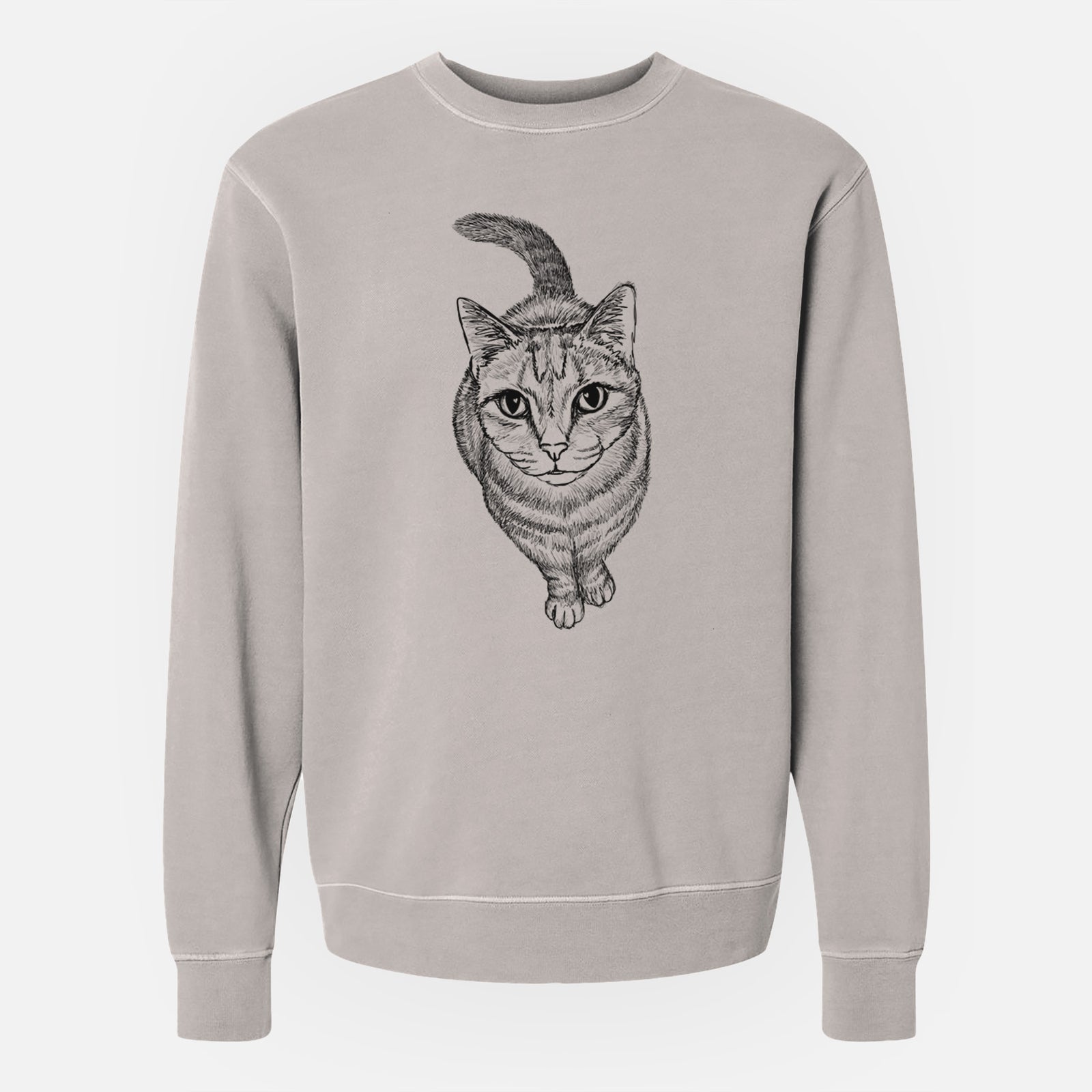 Doodled Nahla the Tabby Cat - Unisex Pigment Dyed Crew Sweatshirt