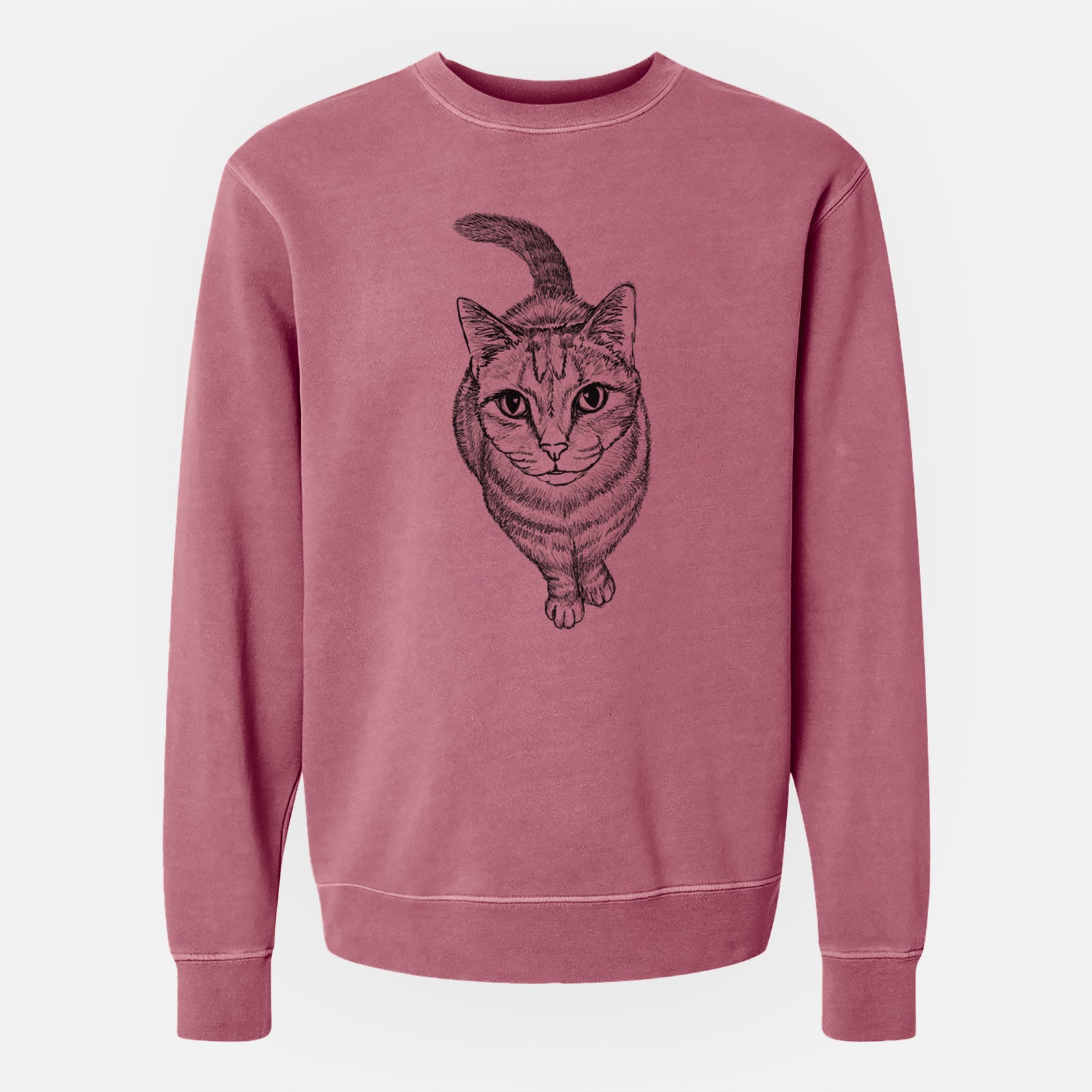 Doodled Nahla the Tabby Cat - Unisex Pigment Dyed Crew Sweatshirt