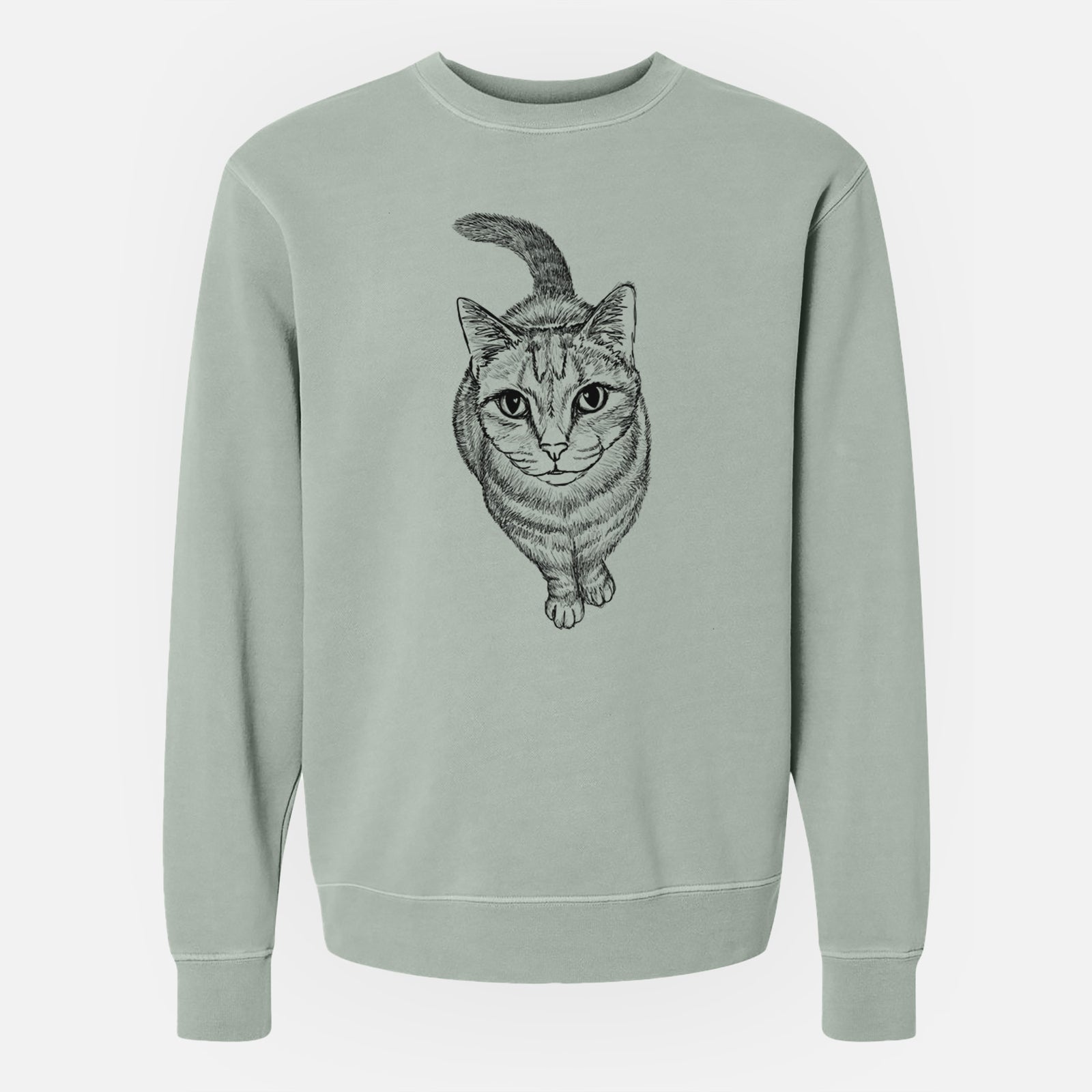 Doodled Nahla the Tabby Cat - Unisex Pigment Dyed Crew Sweatshirt