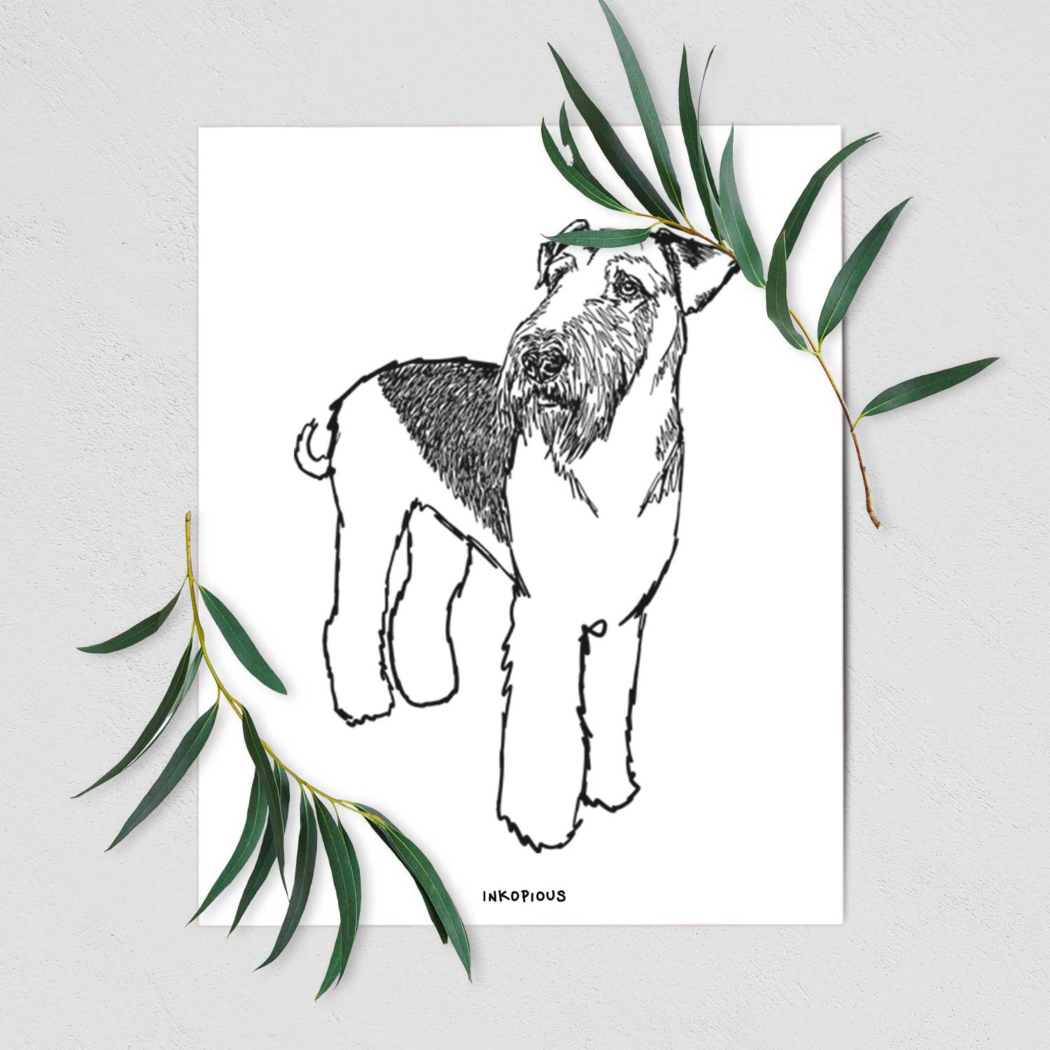 Doodled Nash the Airedale Terrier Art Print