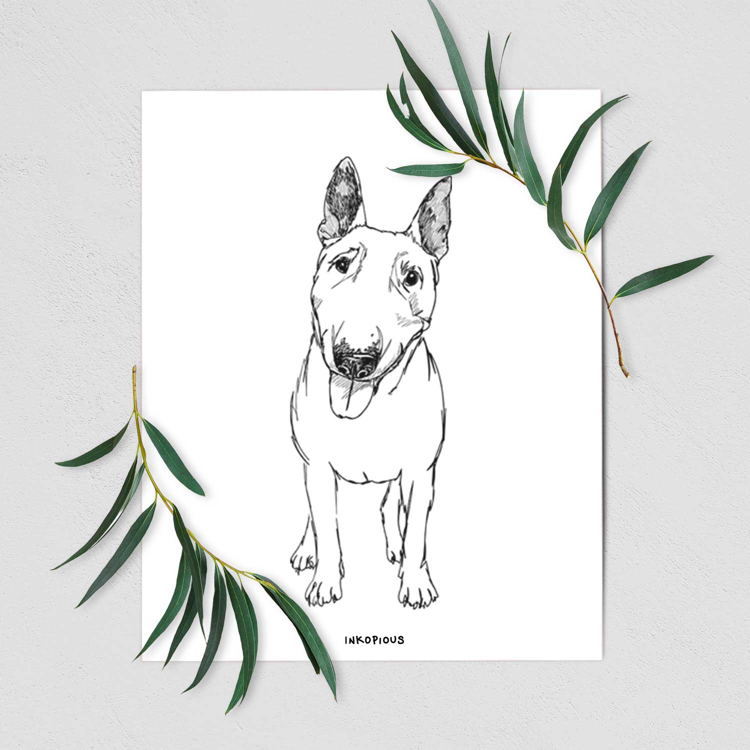 Doodled Ned the Miniature Bull Terrier Art Print